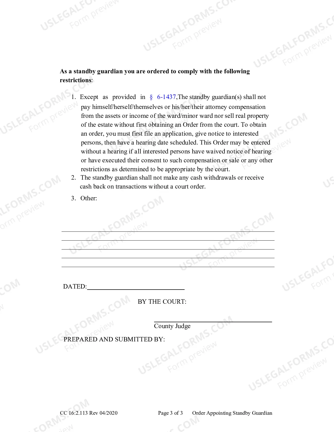 Preview Order Appointing Standby Guardian