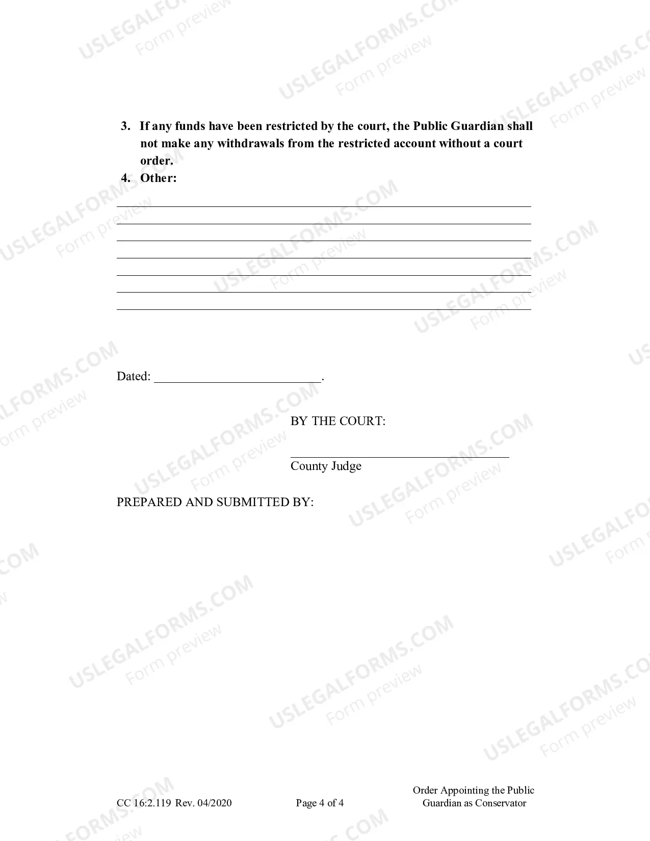 Preview Order Appointing The Public Guardian As Conservator