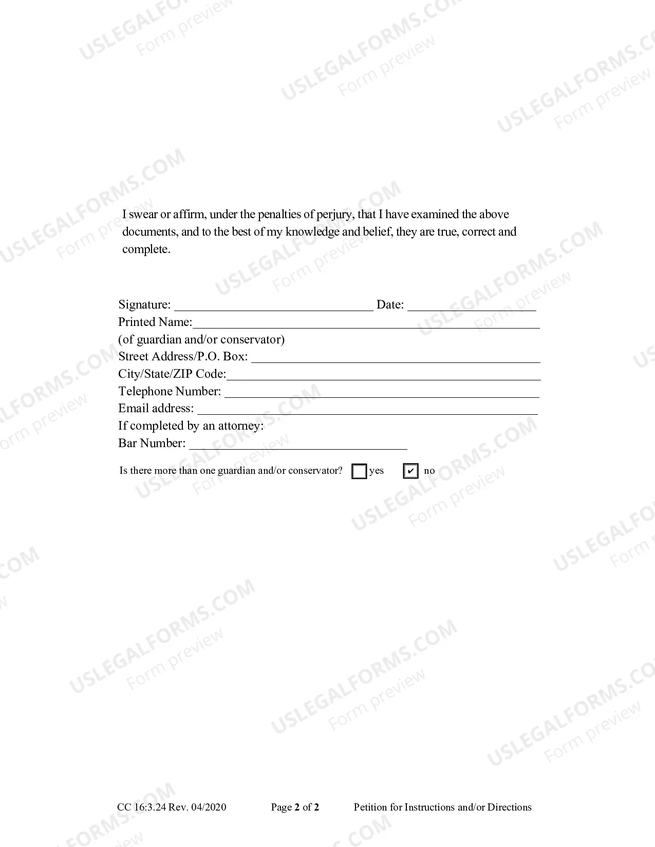 Preview Petition For Instructions And Or Directions