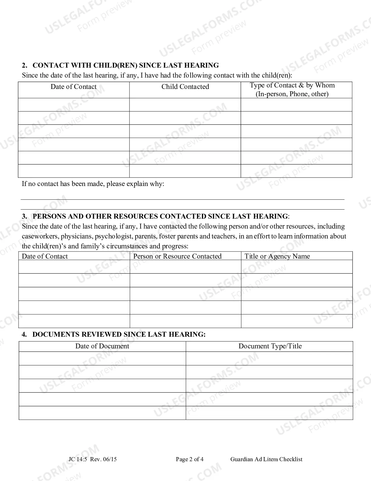 Preview Guardian Ad Litem Checklist