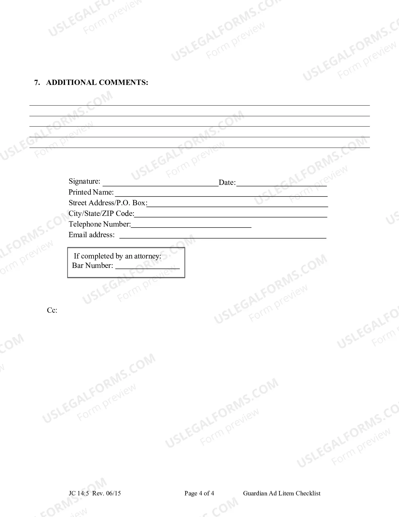 Preview Guardian Ad Litem Checklist