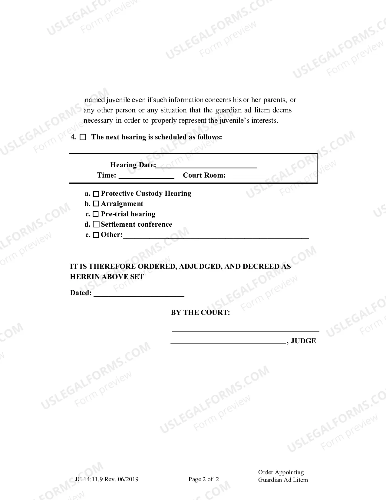 Preview Order Appointing Guardian Ad Litem