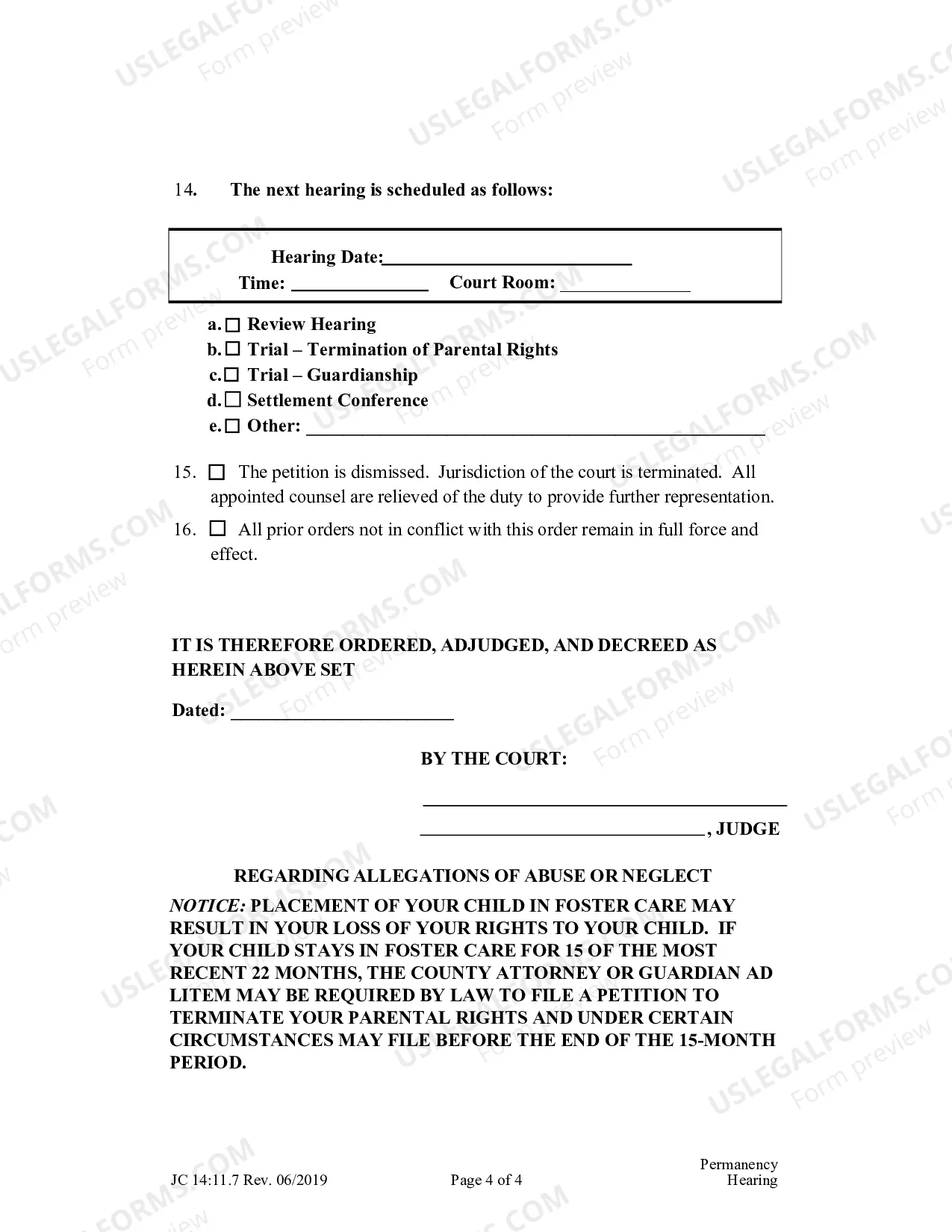 Preview Permanency Hearing