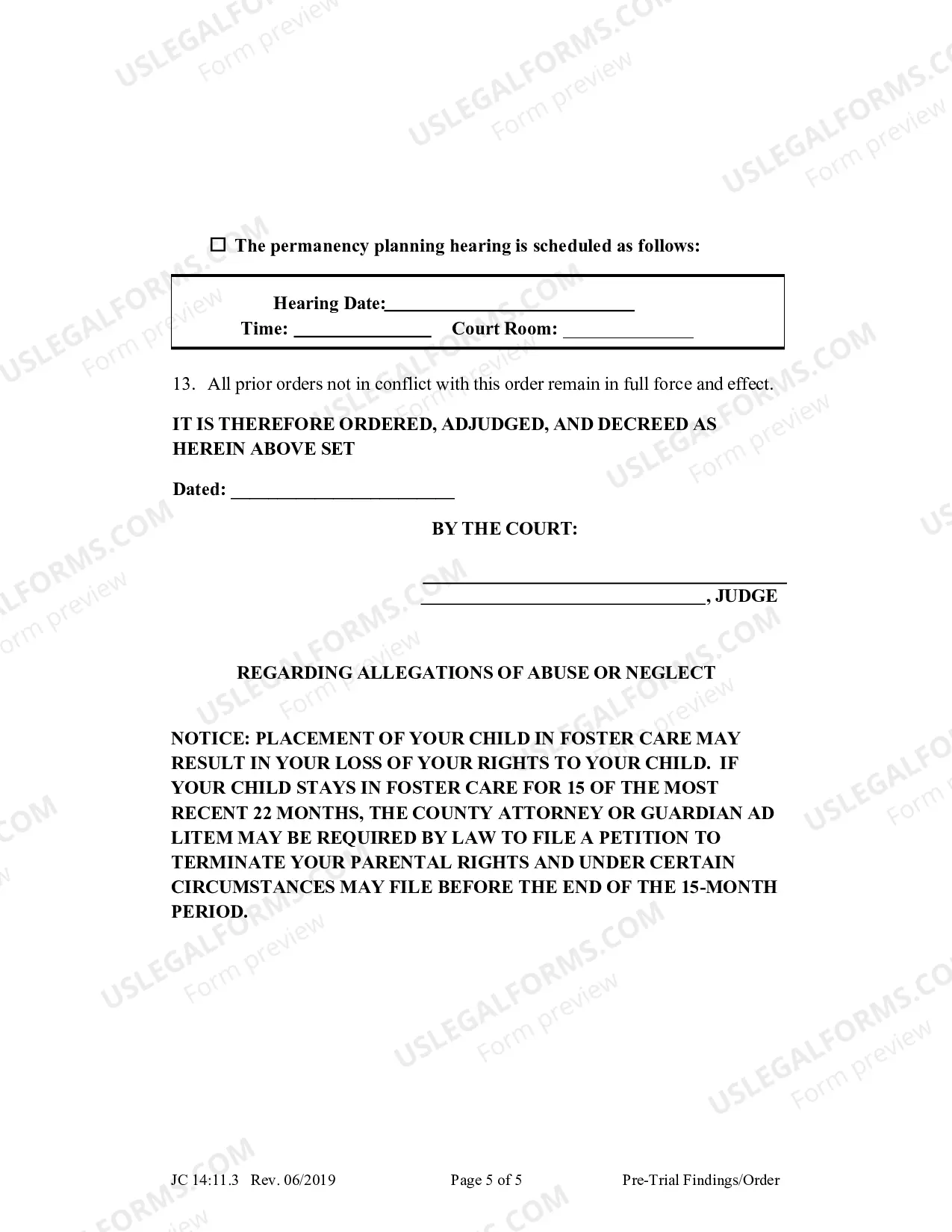 Preview Pre Trial Findings And Order