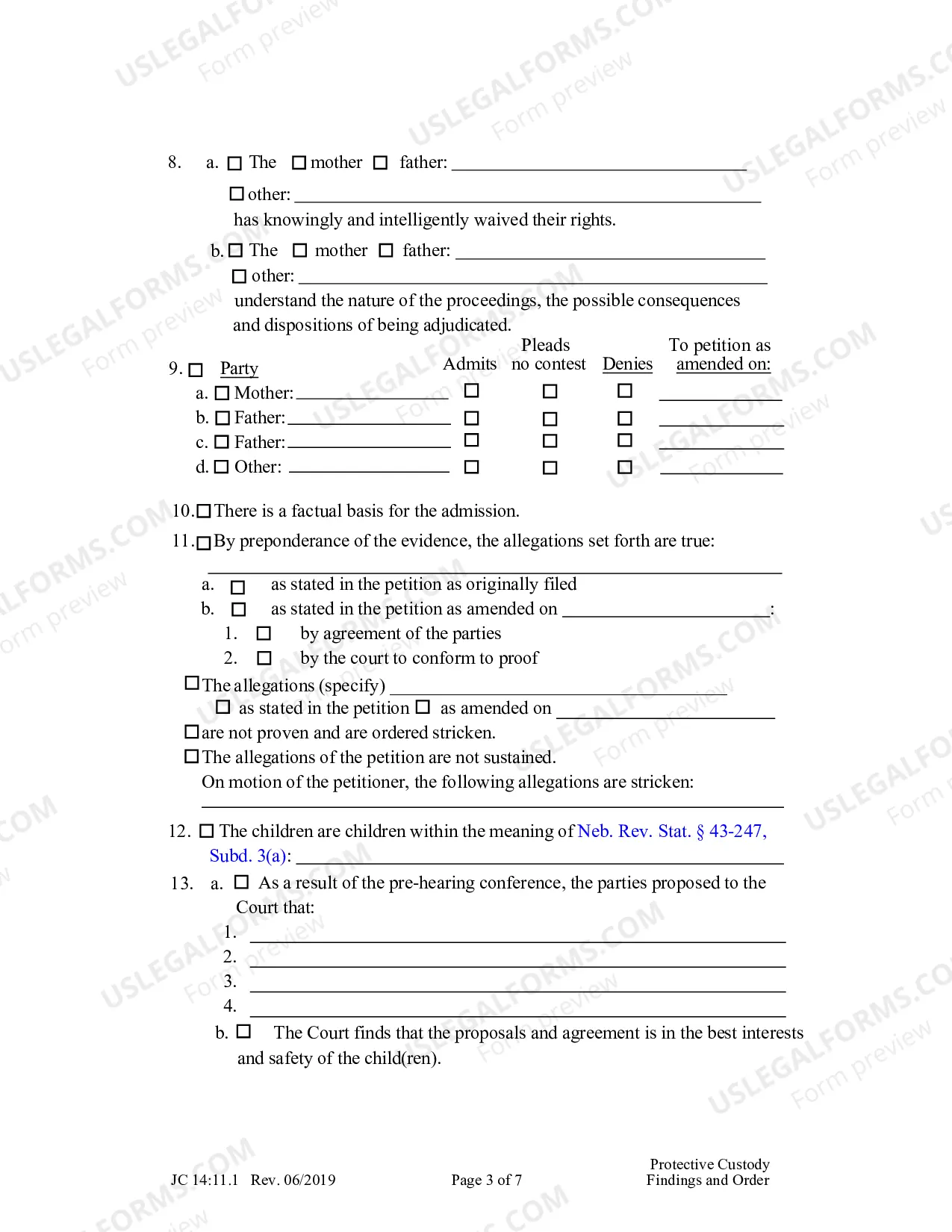 Preview Protective Custody Findings And Order
