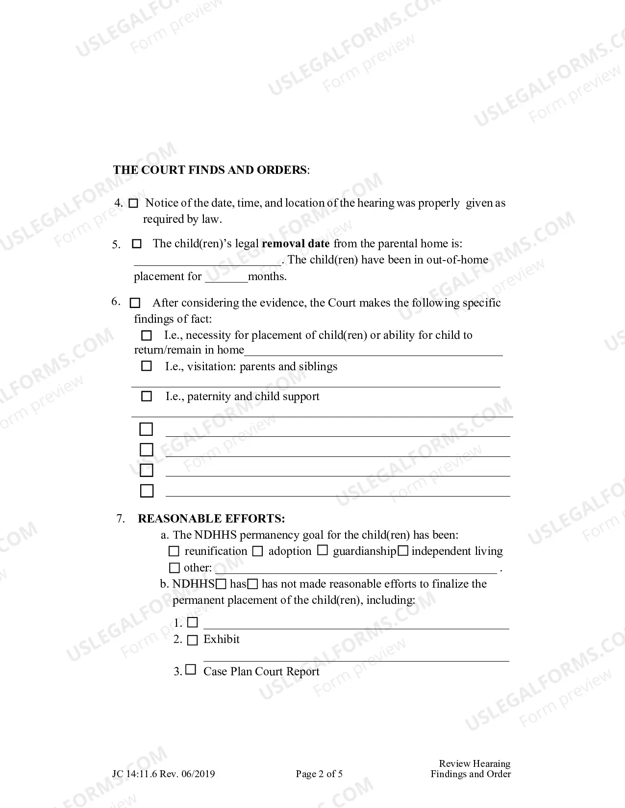 Preview Review Hearing Findings And Order