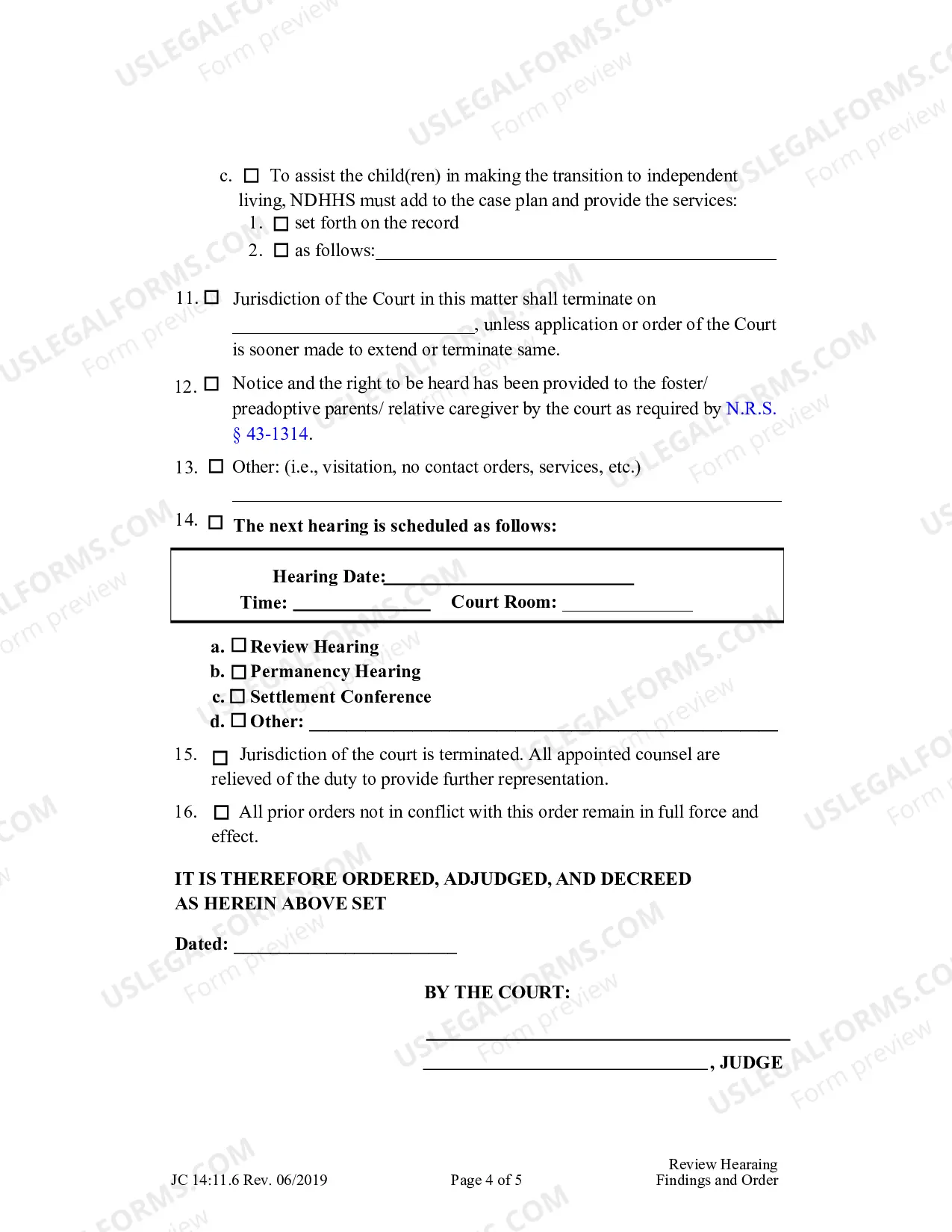 Preview Review Hearing Findings And Order