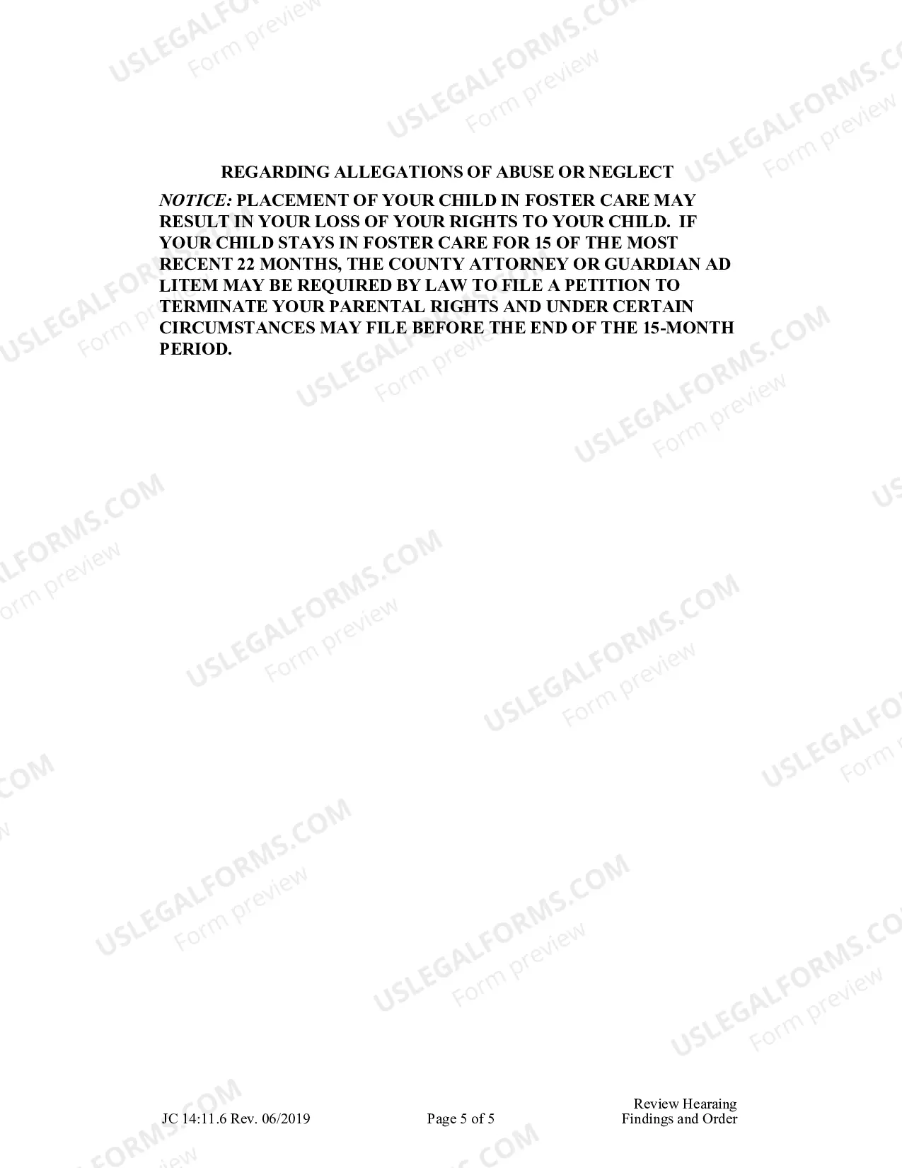 Preview Review Hearing Findings And Order