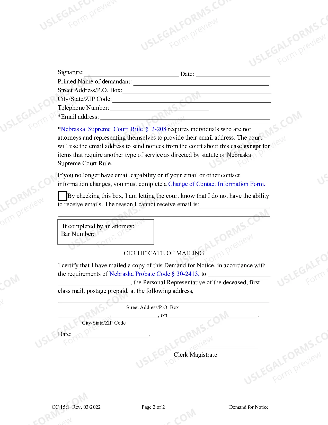 Preview Demand For Notice