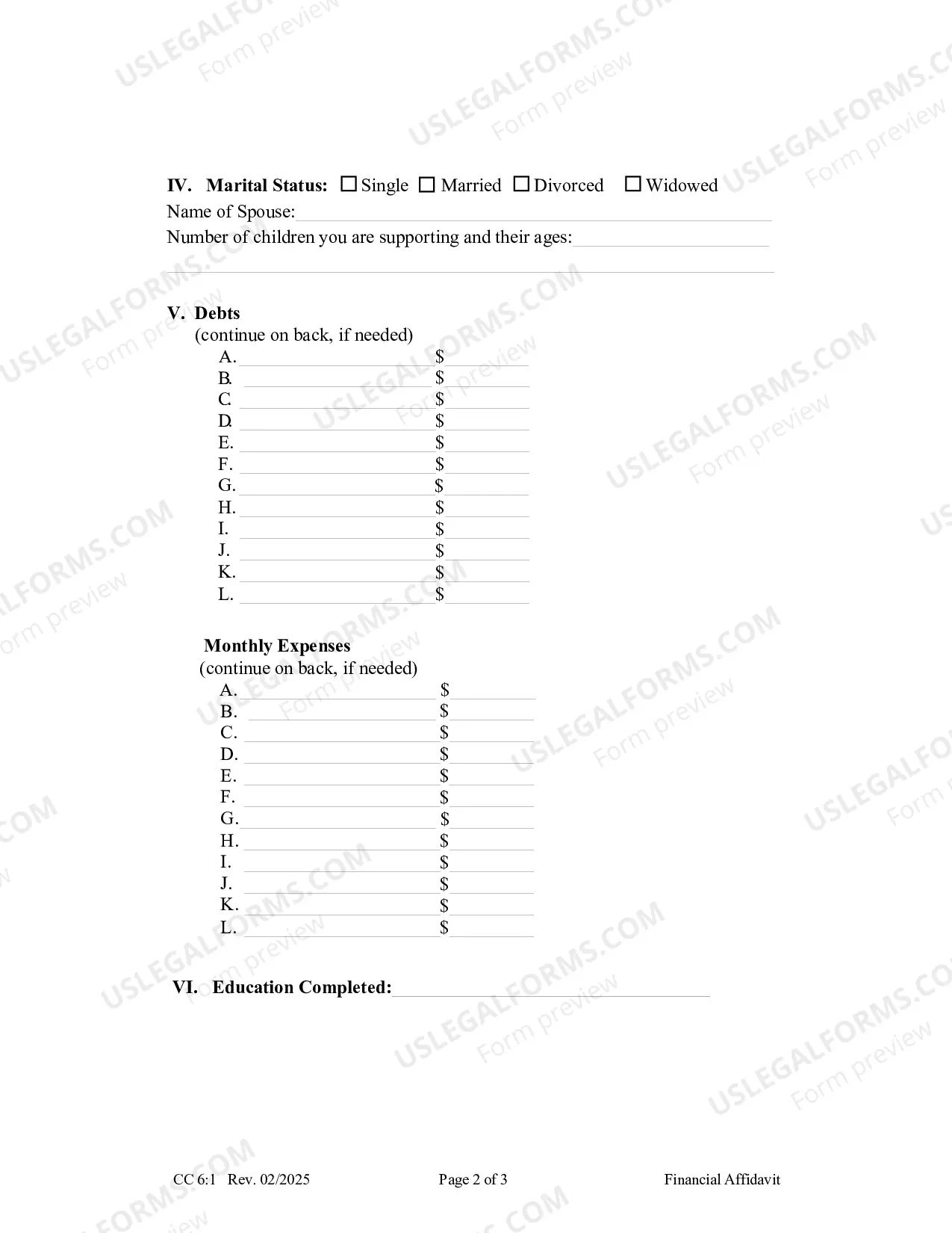 Preview Financial Affidavit