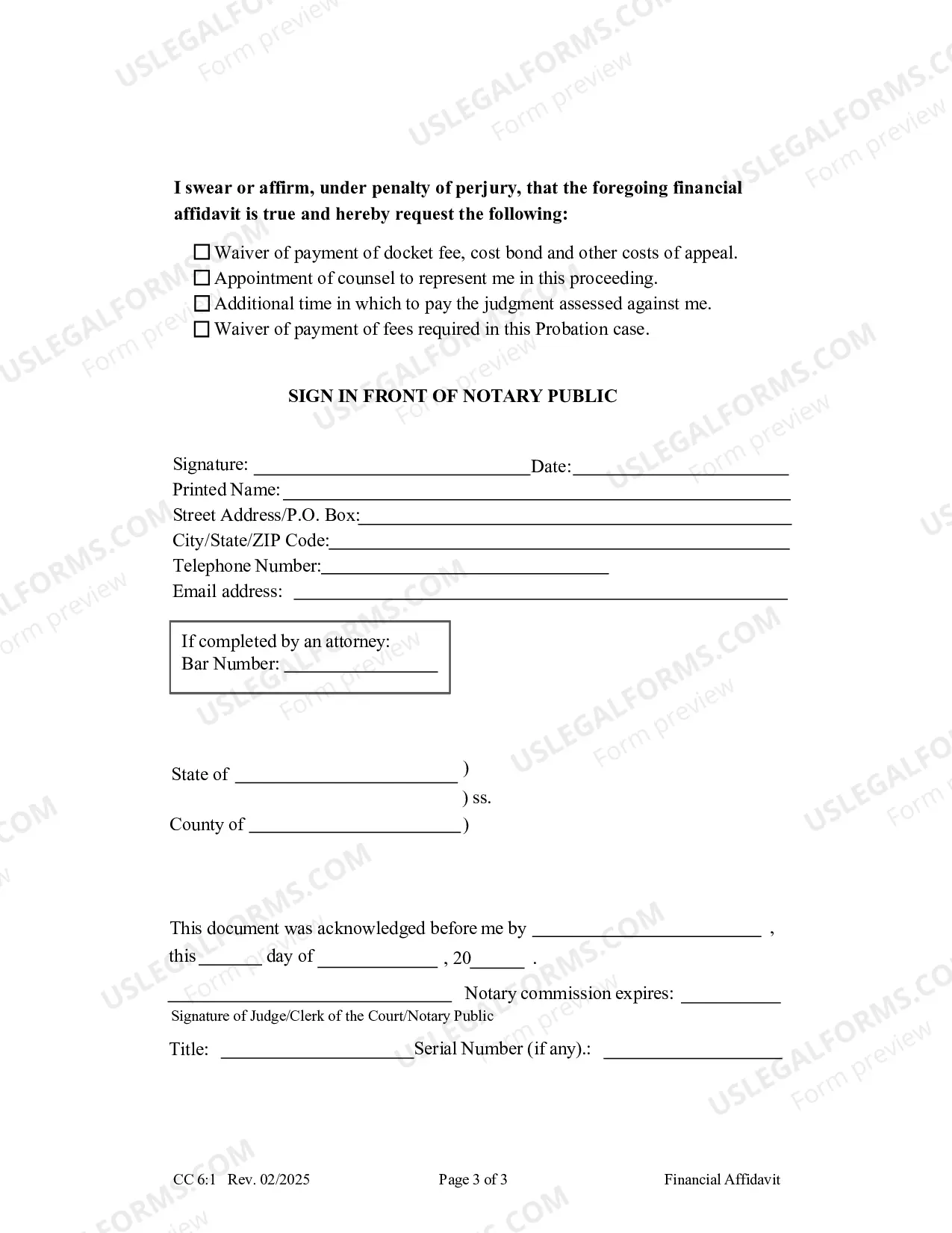 Preview Financial Affidavit