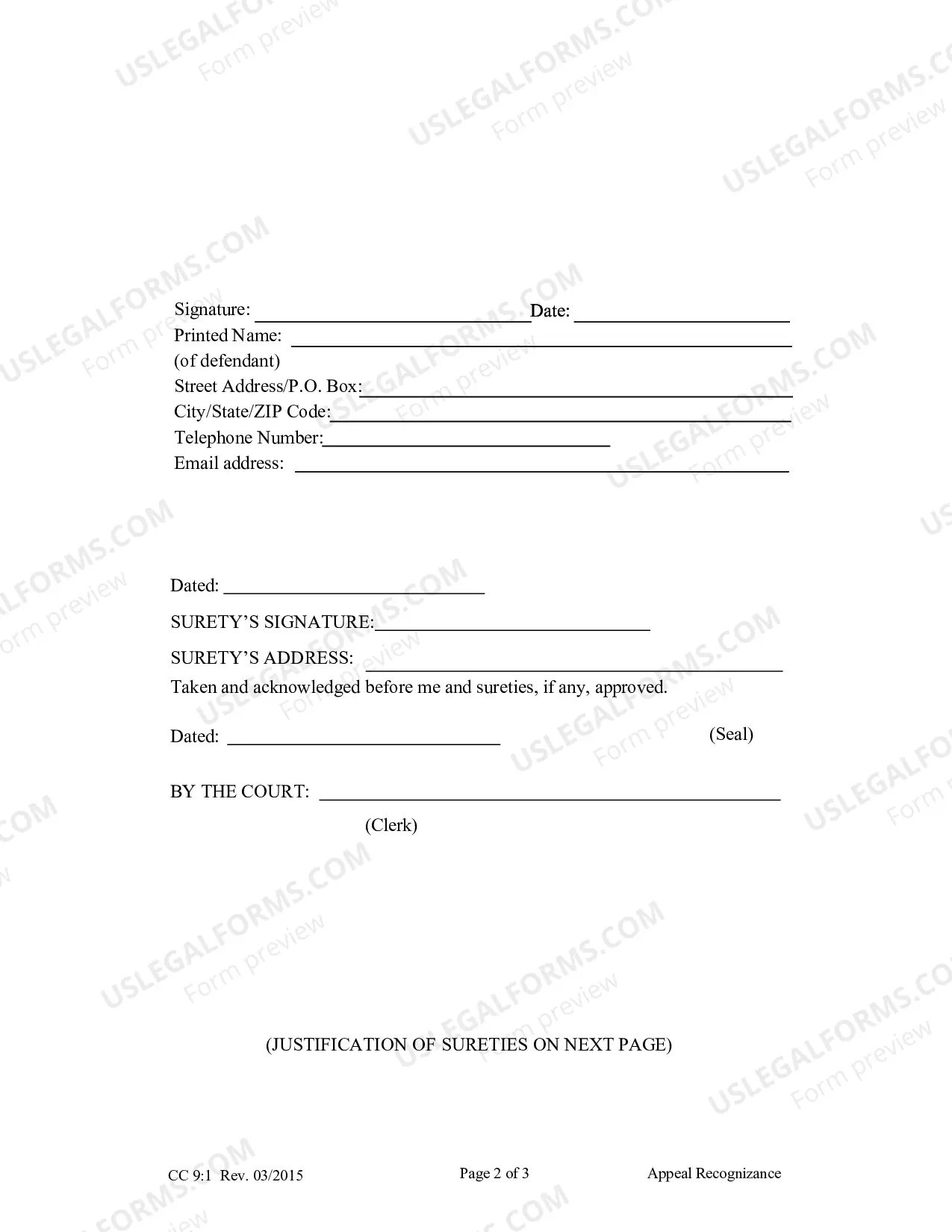 Preview Appeal Recognizance