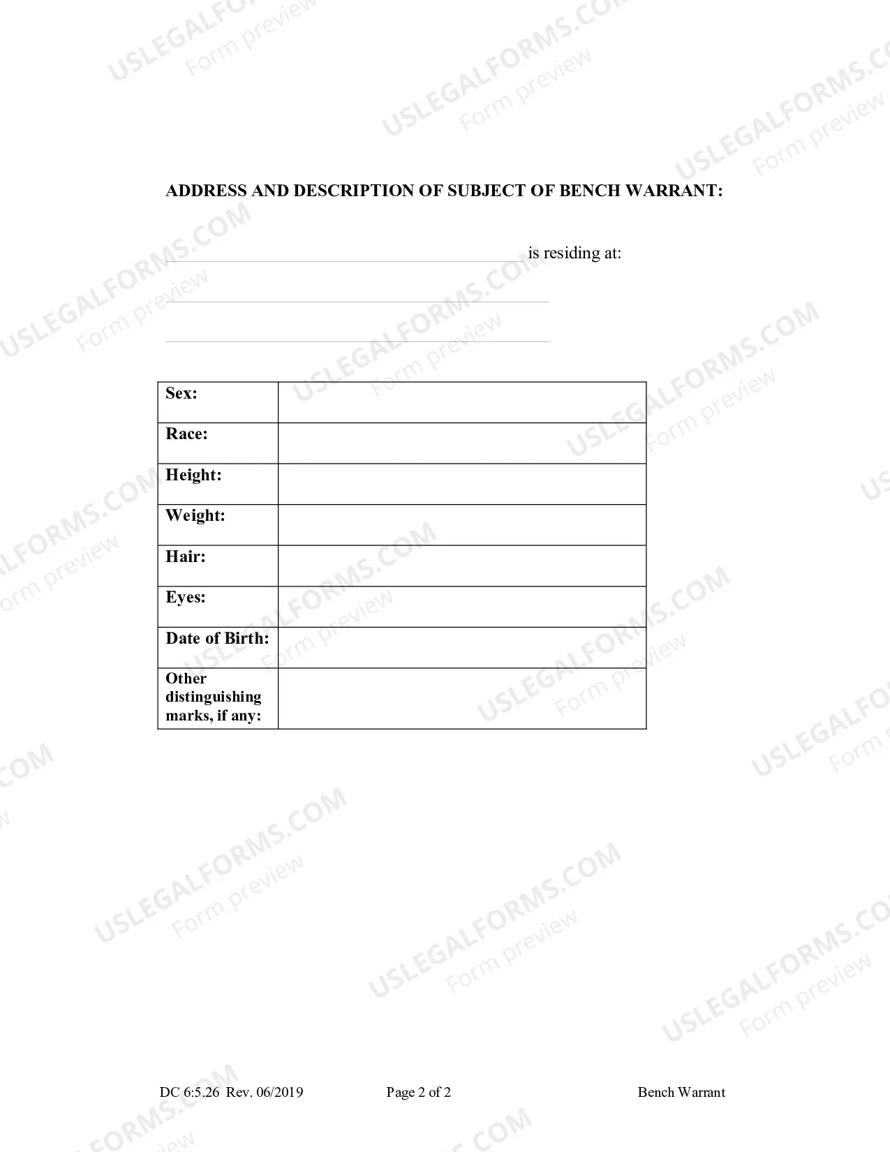 Preview Bench Warrant