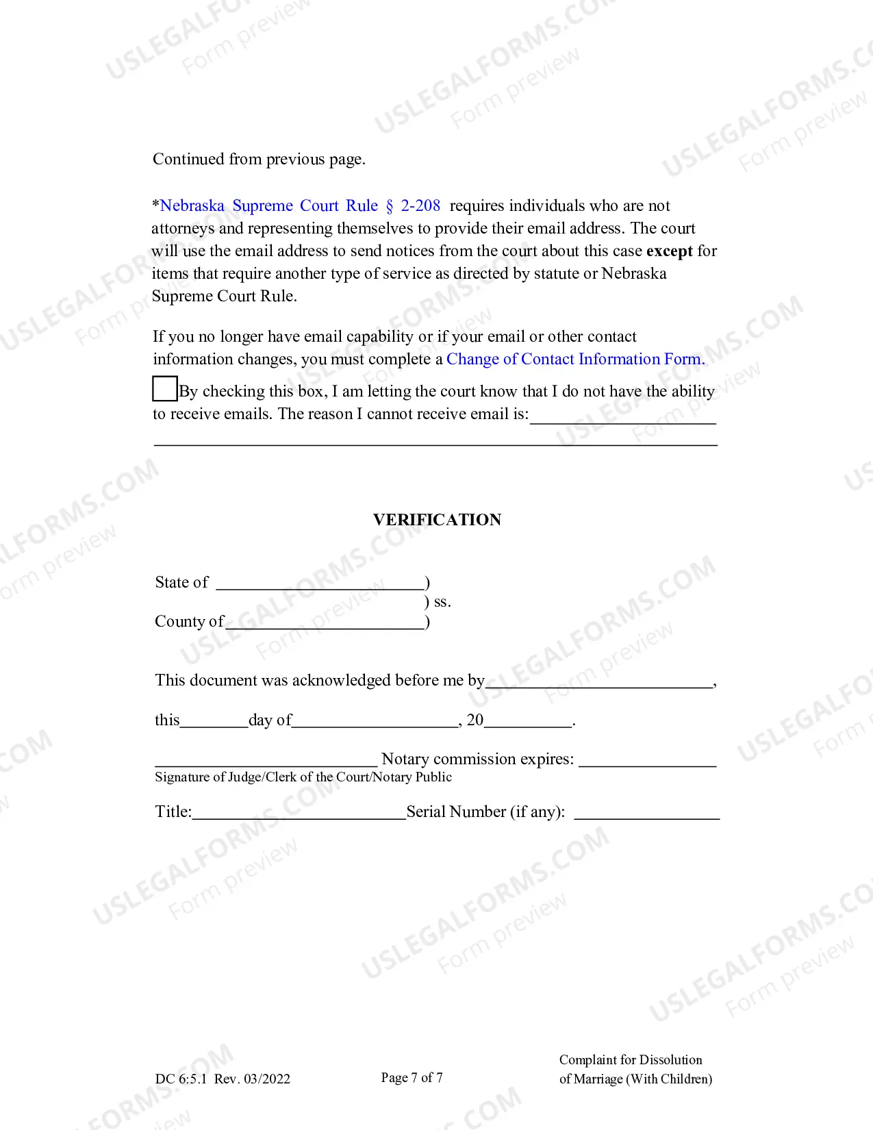 Preview Complaint for Dissolution of Marriage with Children (English)
