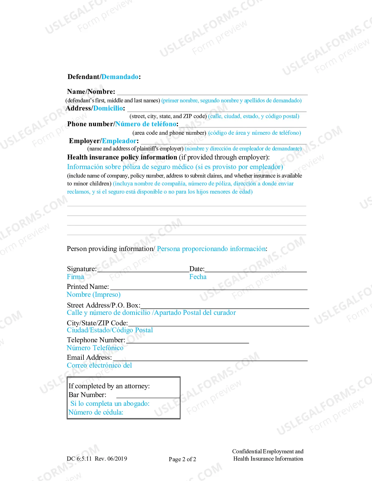 Preview Confidential Party Information (Spanish)