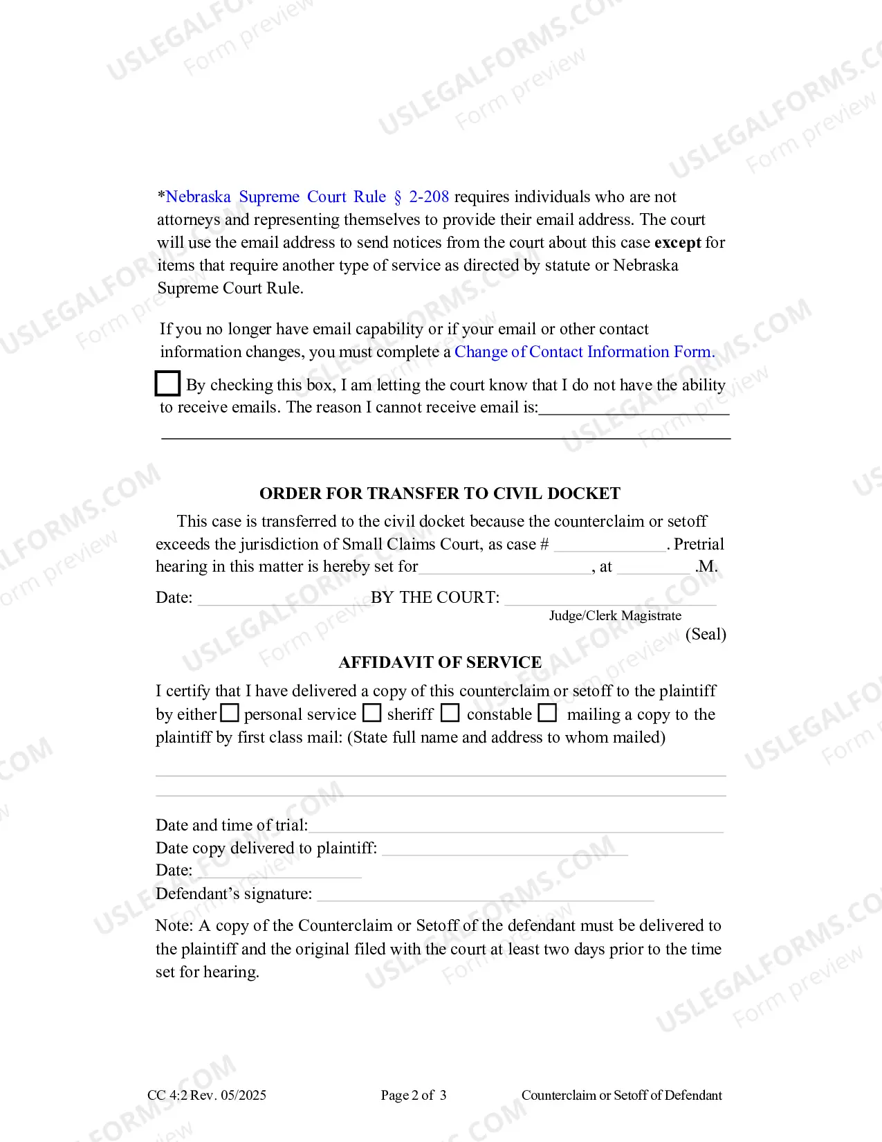 Preview Counterclaim or Setoff of Defendant