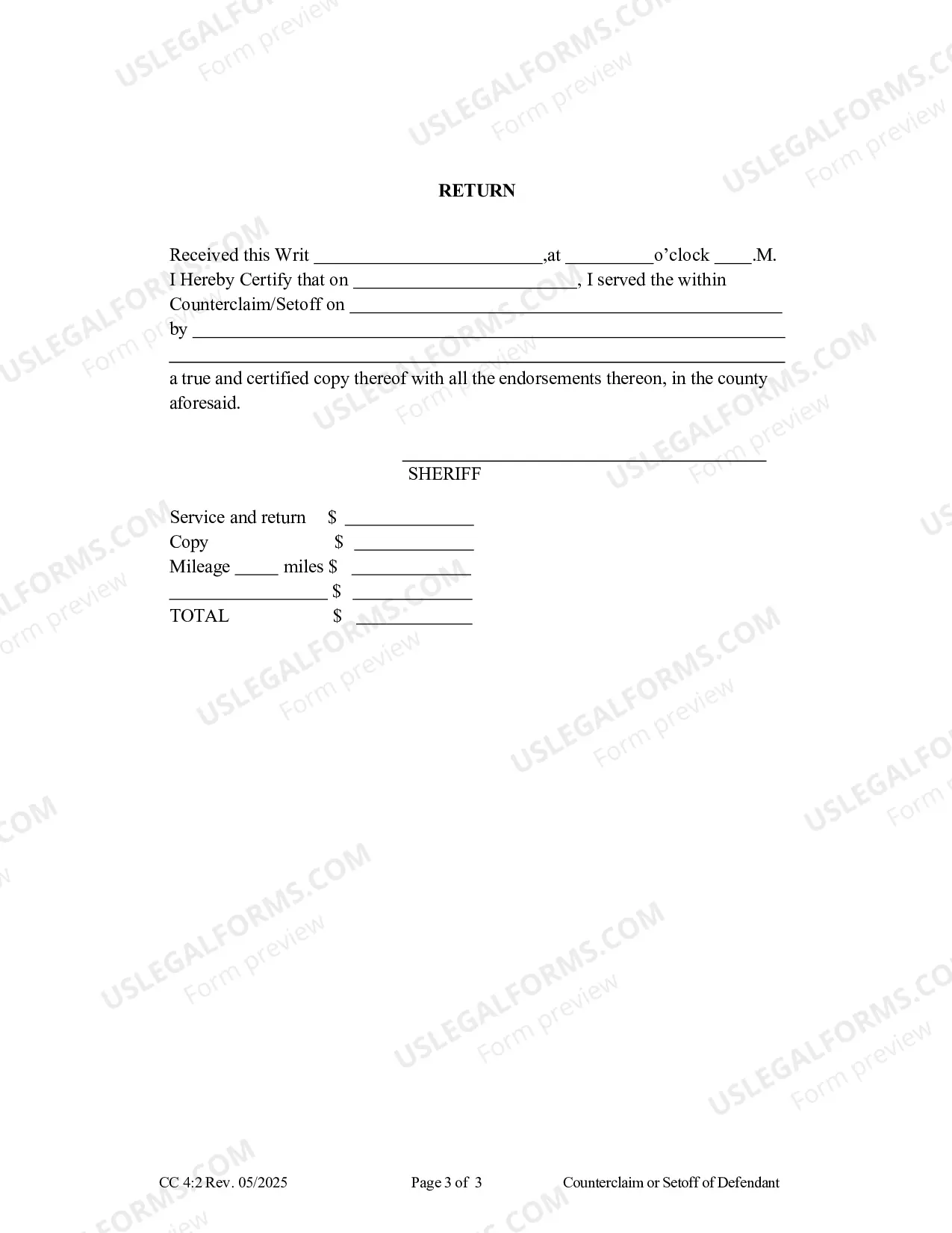 Preview Counterclaim or Setoff of Defendant