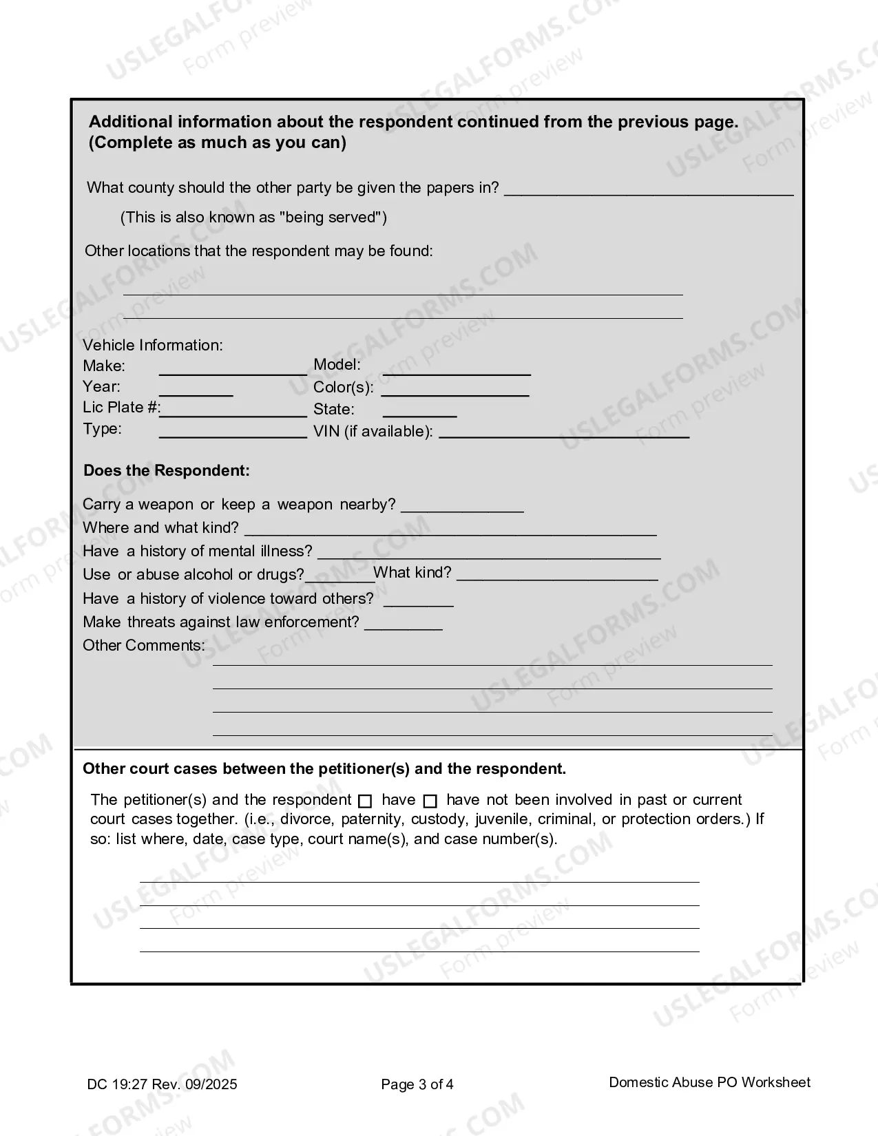 Preview Domestic Abuse, Worksheet, Information Worksheet