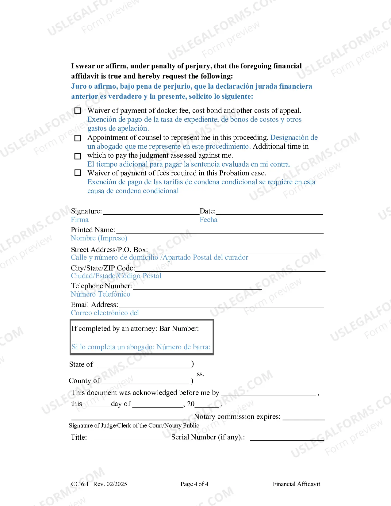 Preview Financial Affidavit