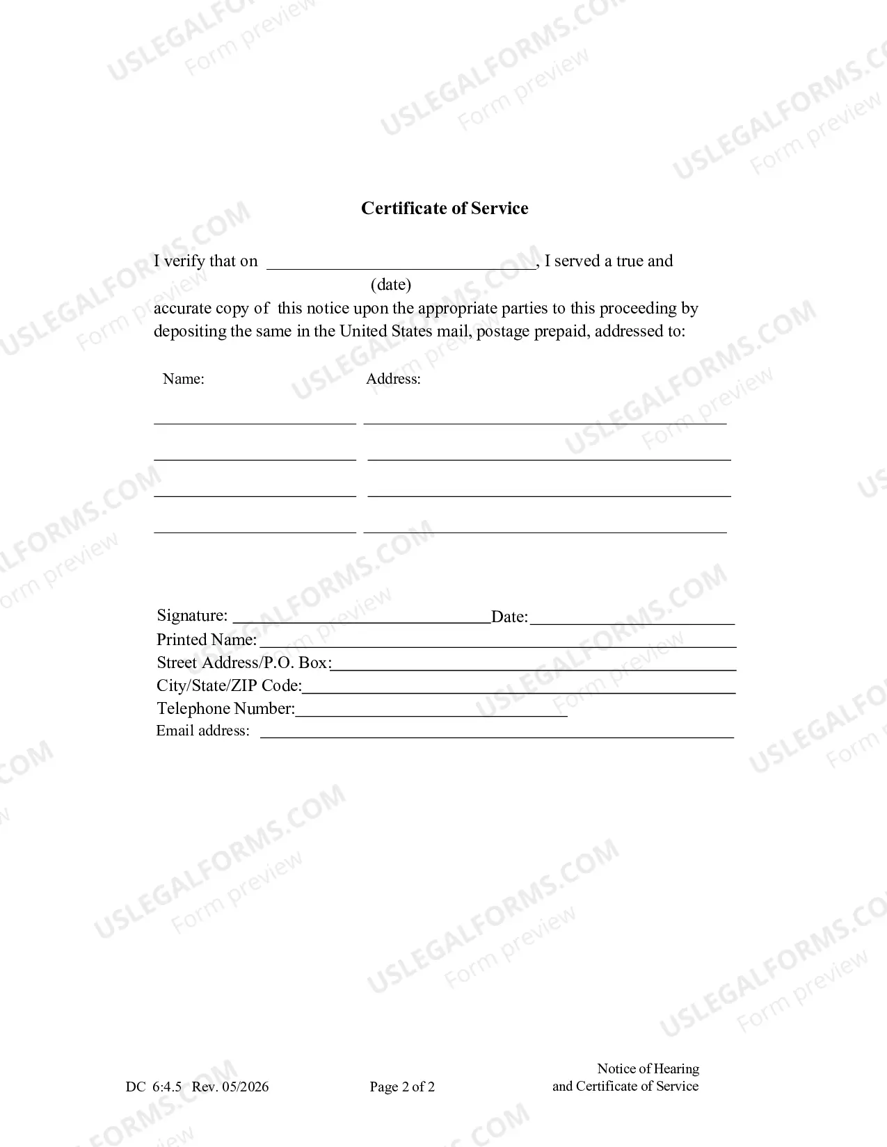 Preview Notice of Hearing