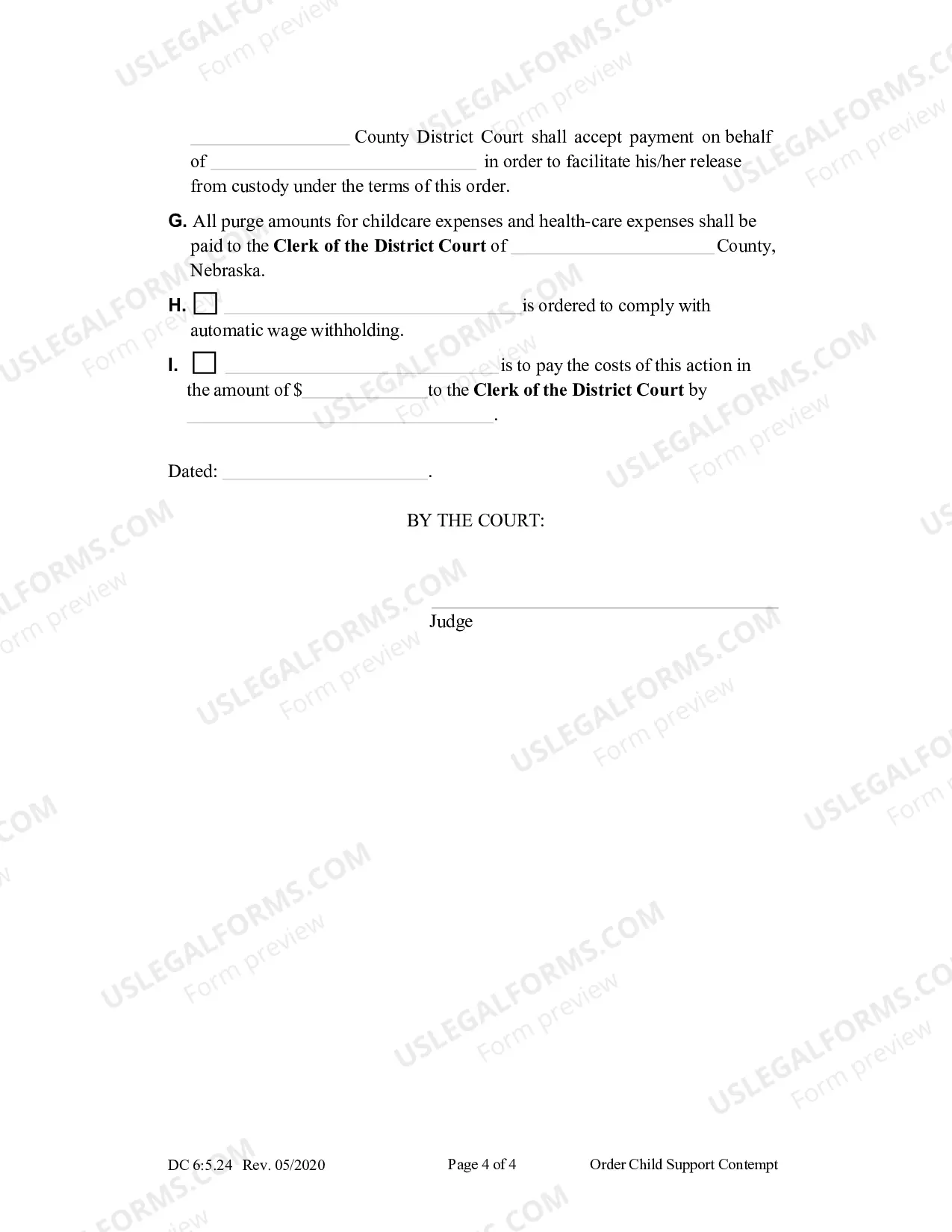Preview Order (Child Support - Contempt)