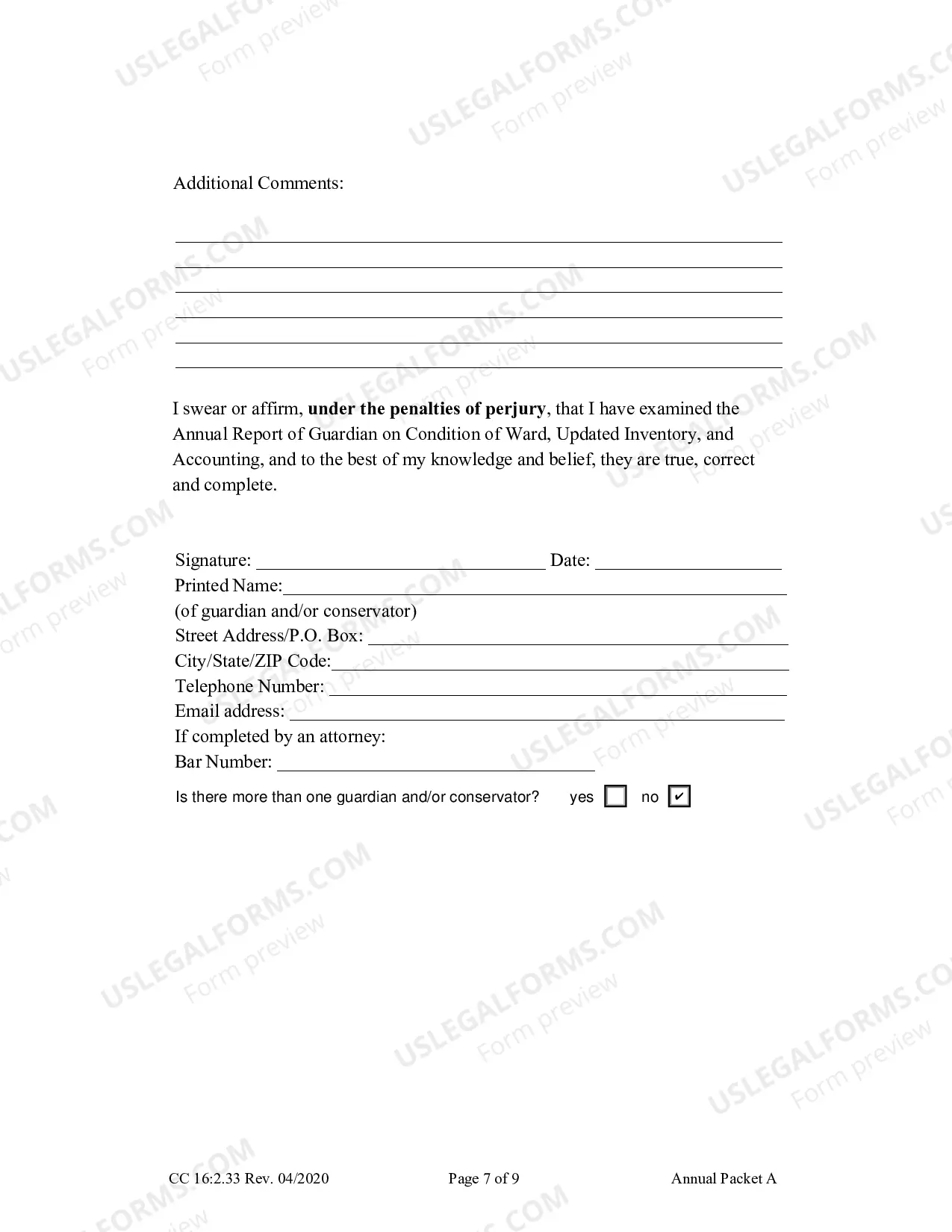 Preview Packet A (Guardianship Annual Reporting Forms)