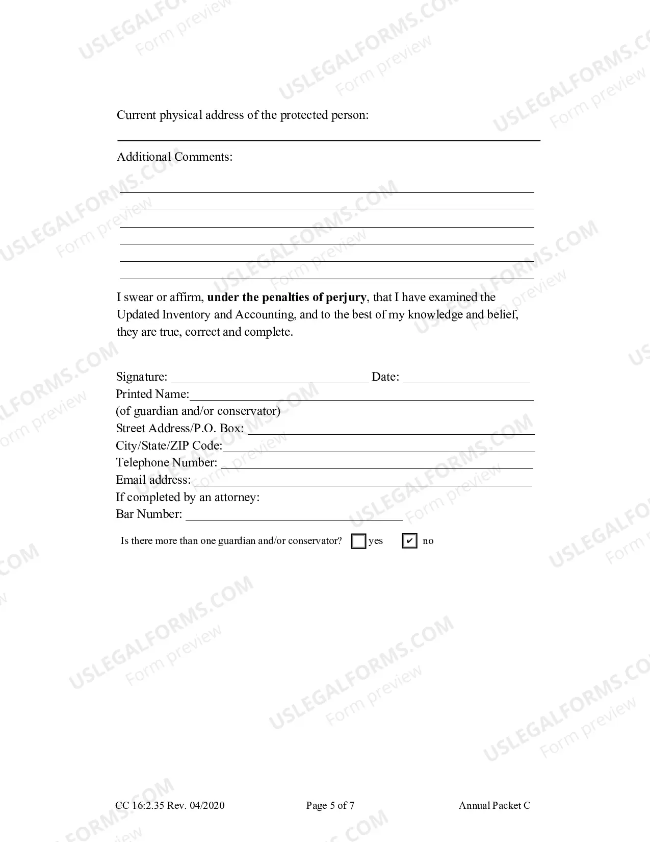 Preview Packet C (Conservatorship Annual Reporting Forms)