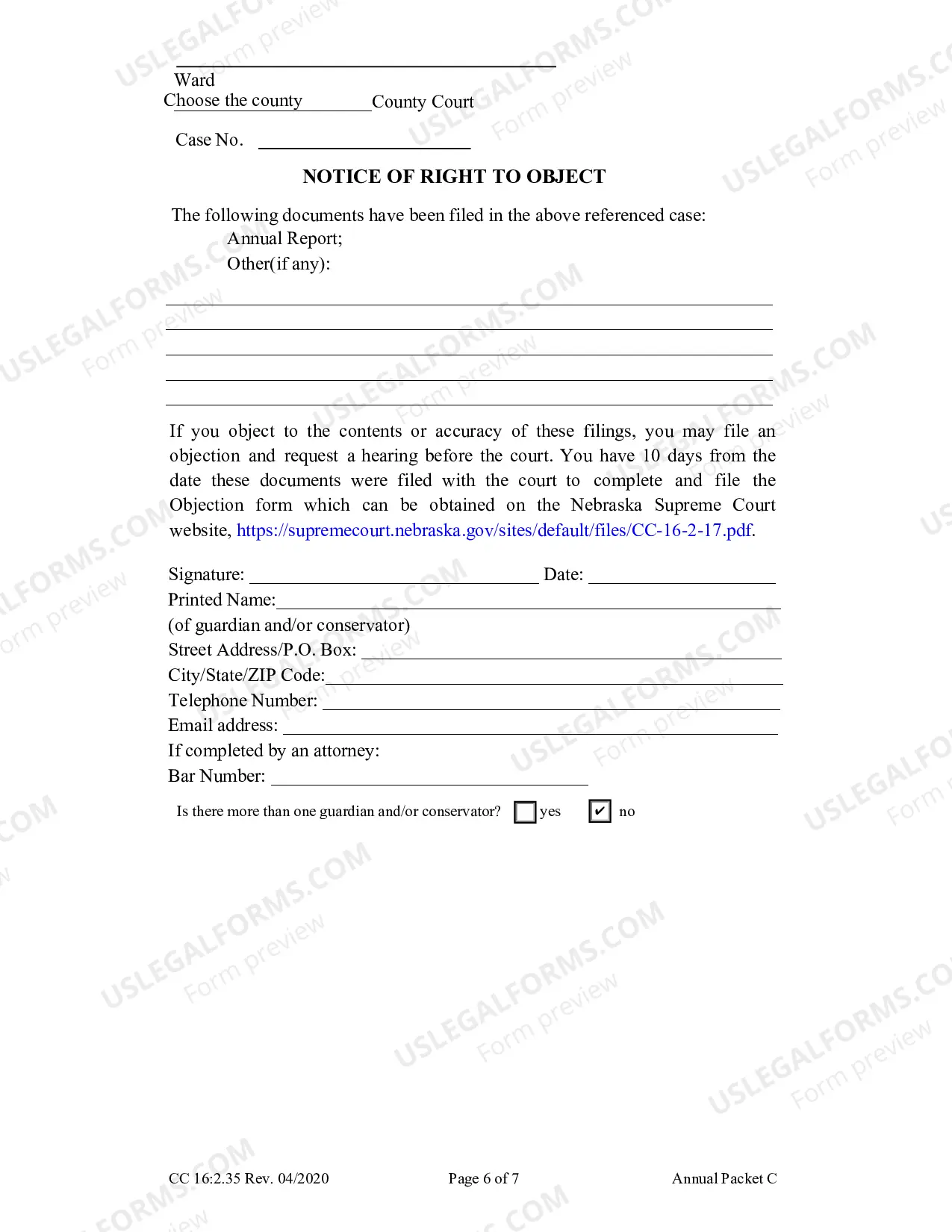 Preview Packet C (Conservatorship Annual Reporting Forms)