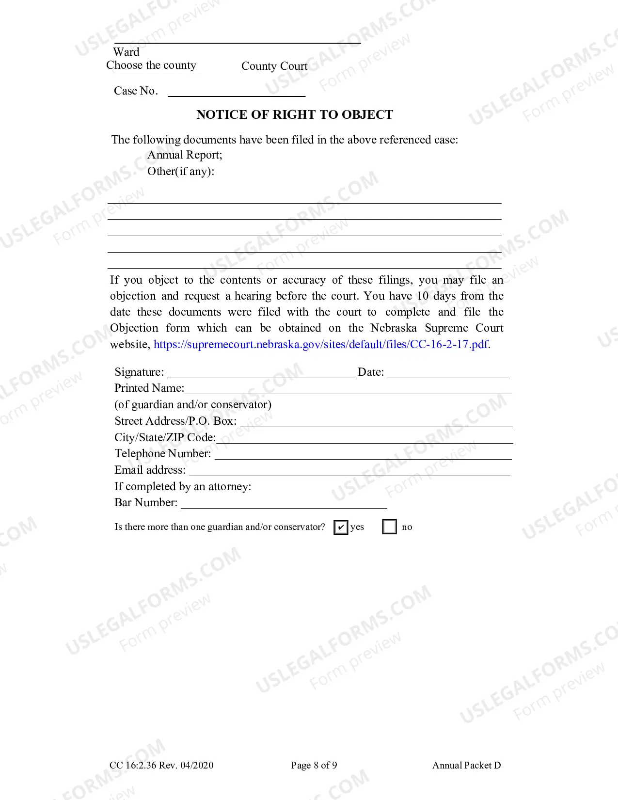 Preview Packet D (Guardianship and Conservatorship Annual Reporting Forms)