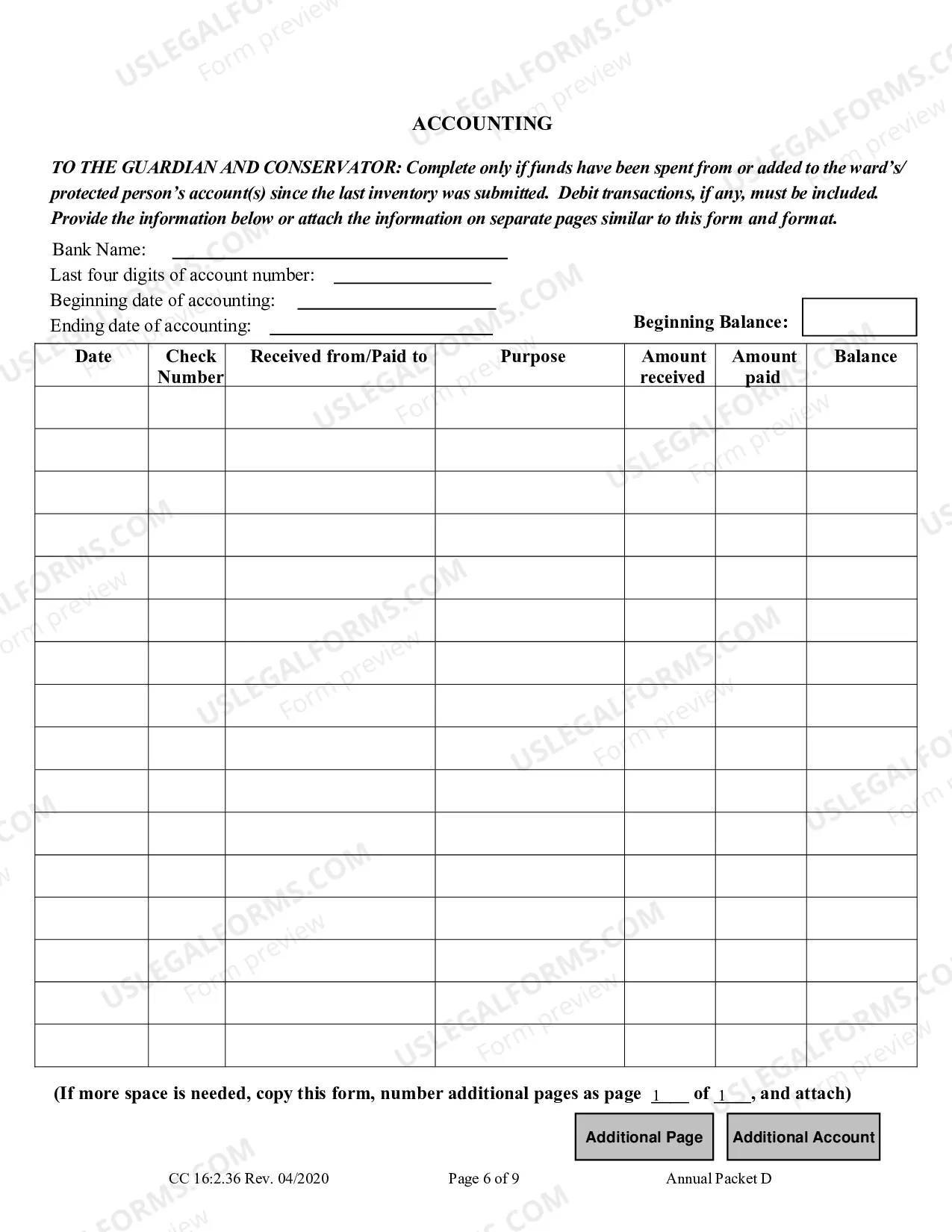 Preview Packet D (Guardianship and Conservatorship Annual Reporting Forms)