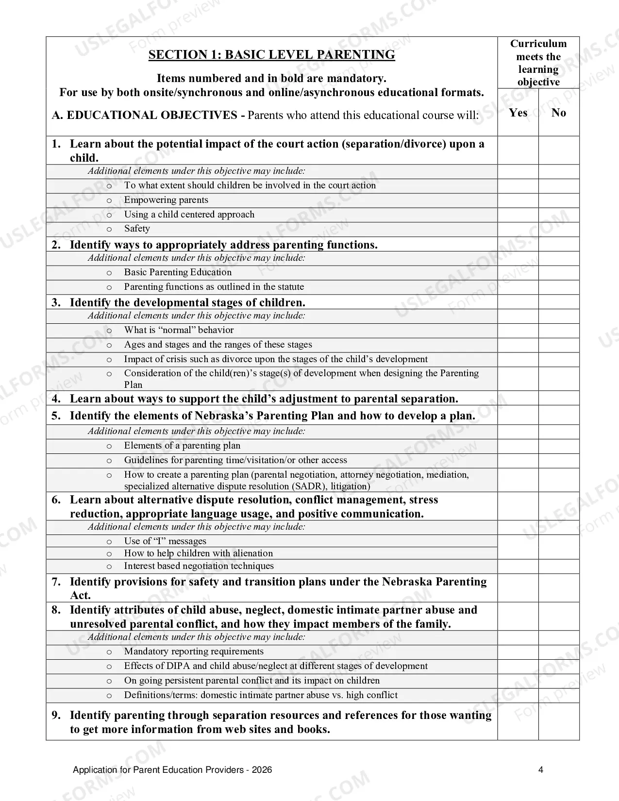 Preview Parenting Education Approval Packet