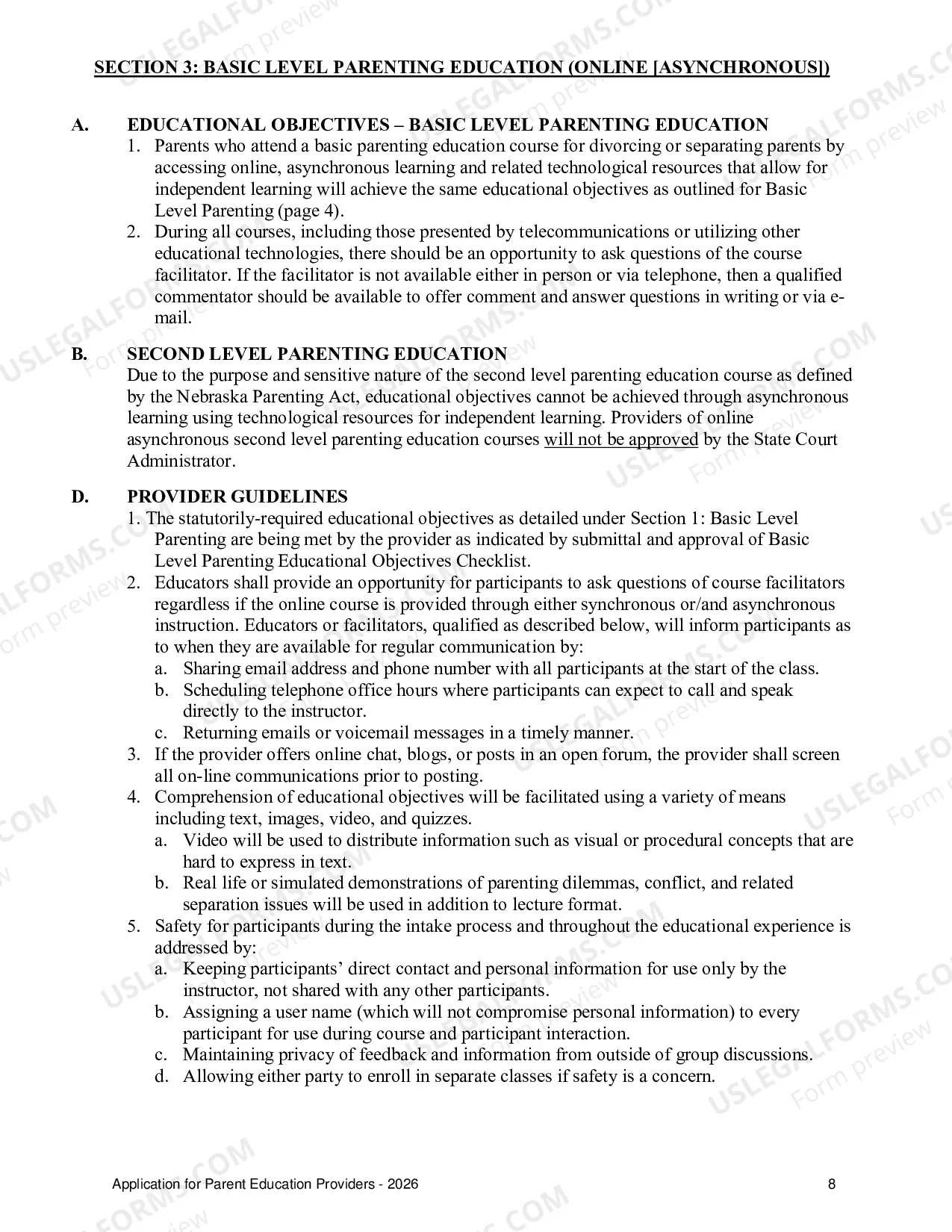 Preview Parenting Education Approval Packet