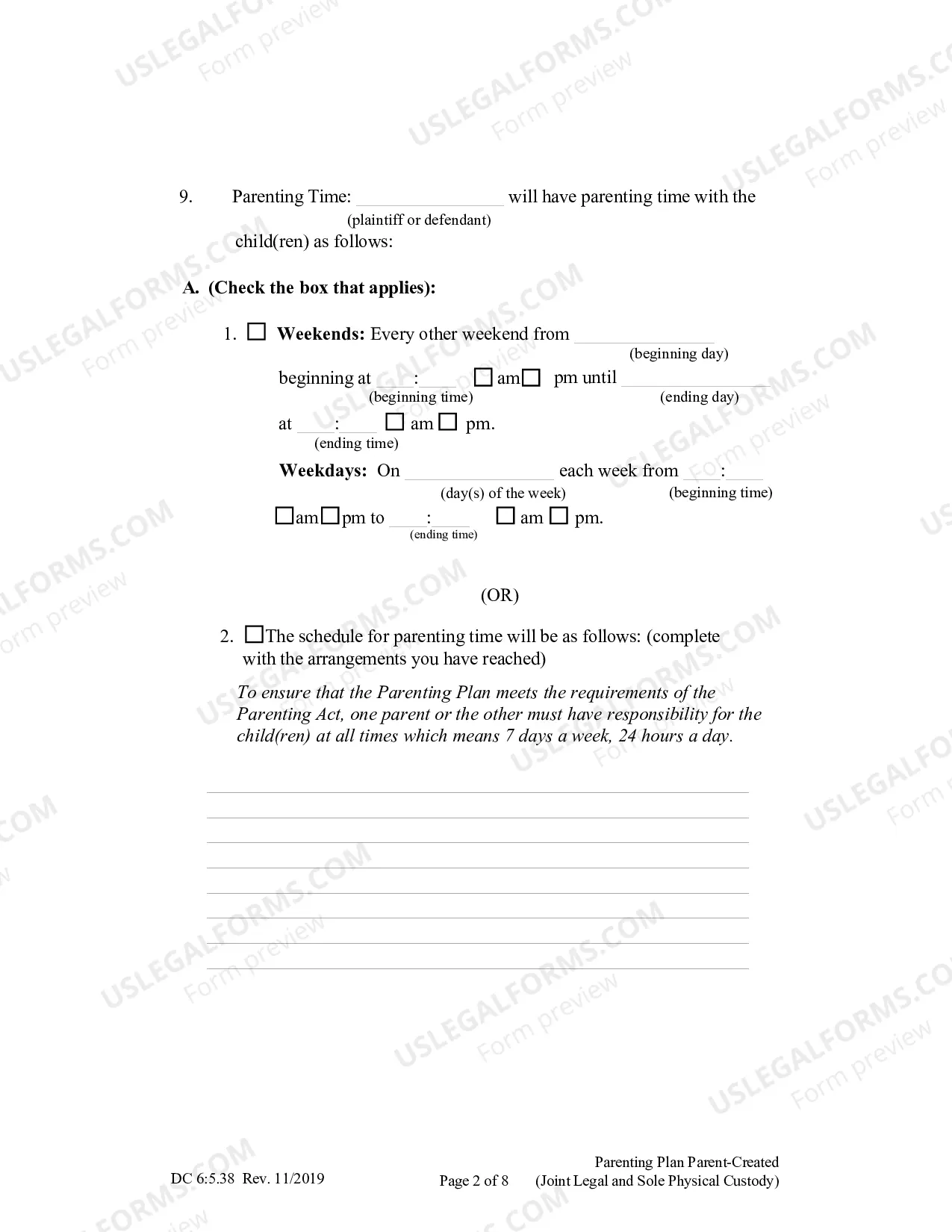 Preview Parenting Plan Parent-Created (Joint Legal and Sole Physical Custody)