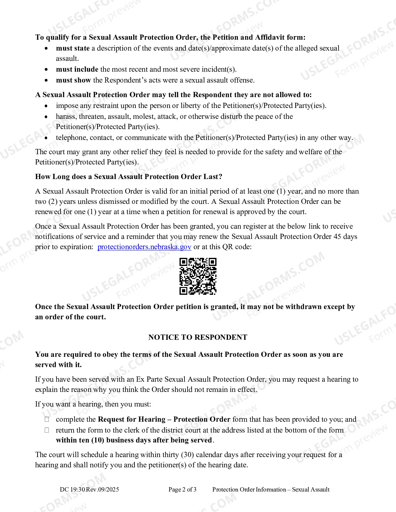 Preview Sexual Assault, Information, Protection Order Information
