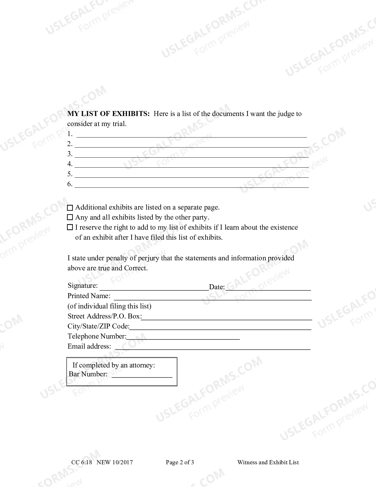 Preview Witness and Exhibit List