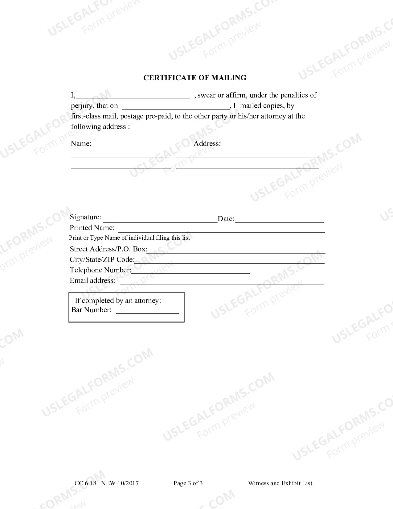Preview Witness and Exhibit List