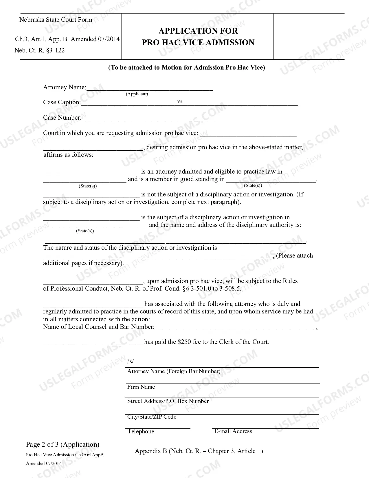 Preview Motion For Pro Hac Vice Admission
