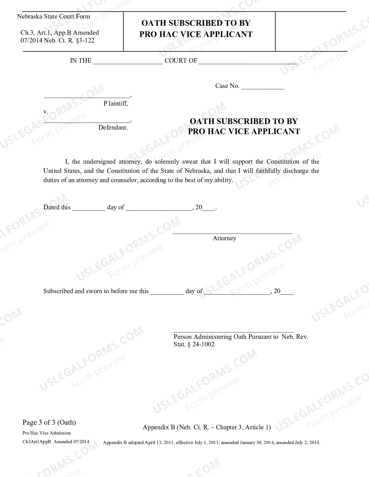 Preview Motion For Pro Hac Vice Admission