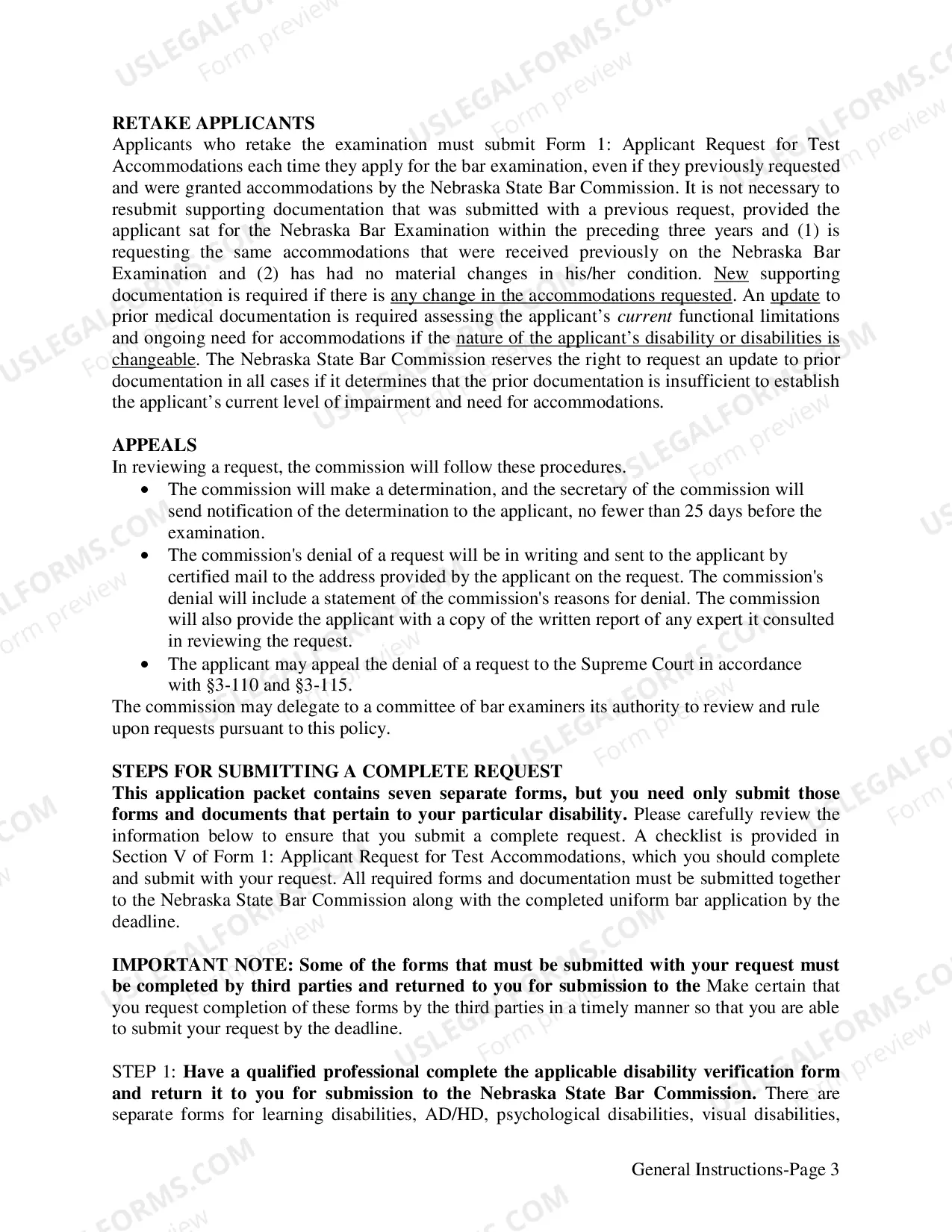 Preview Accommodations Request Form (ADA Test Form)