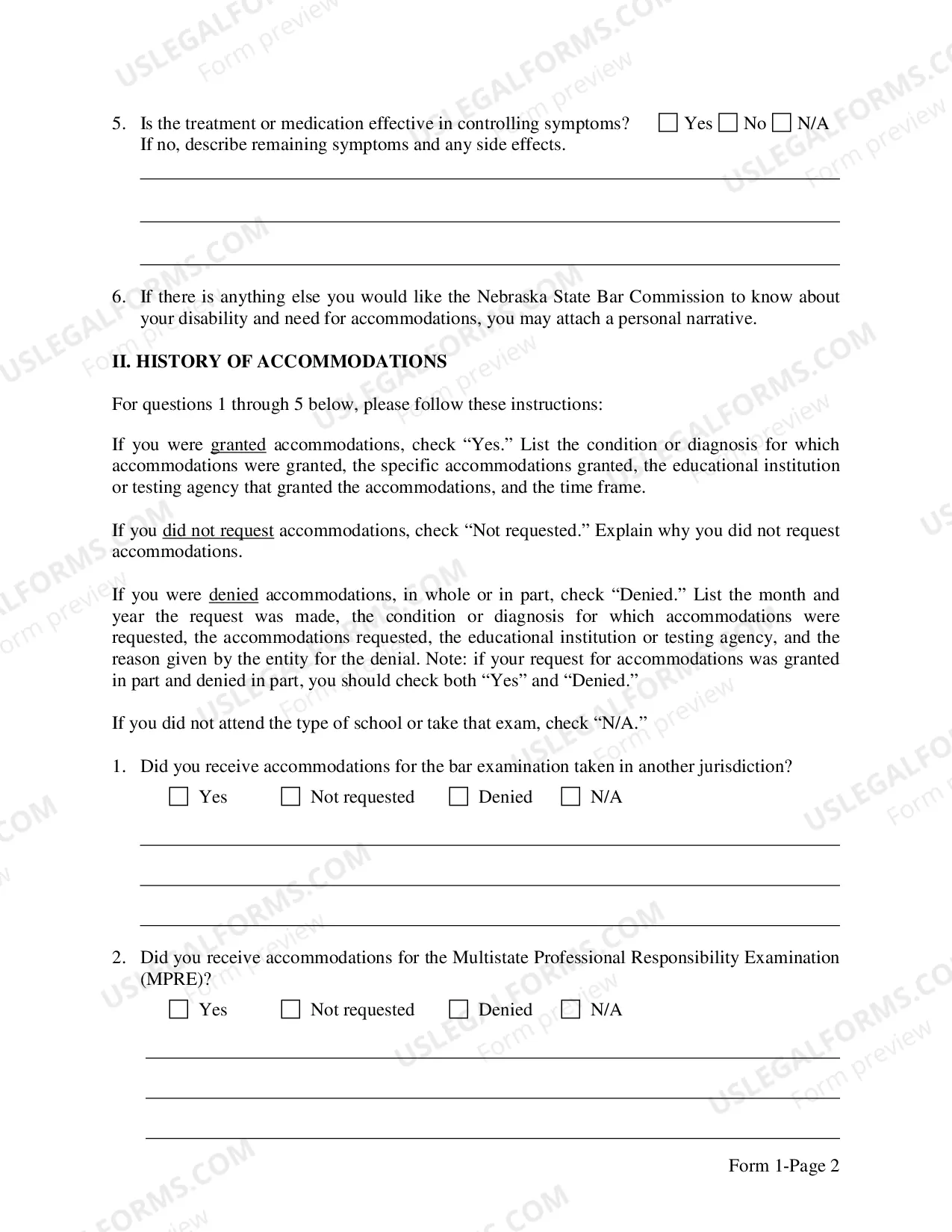 Preview Accommodations Request Form (ADA Test Form)