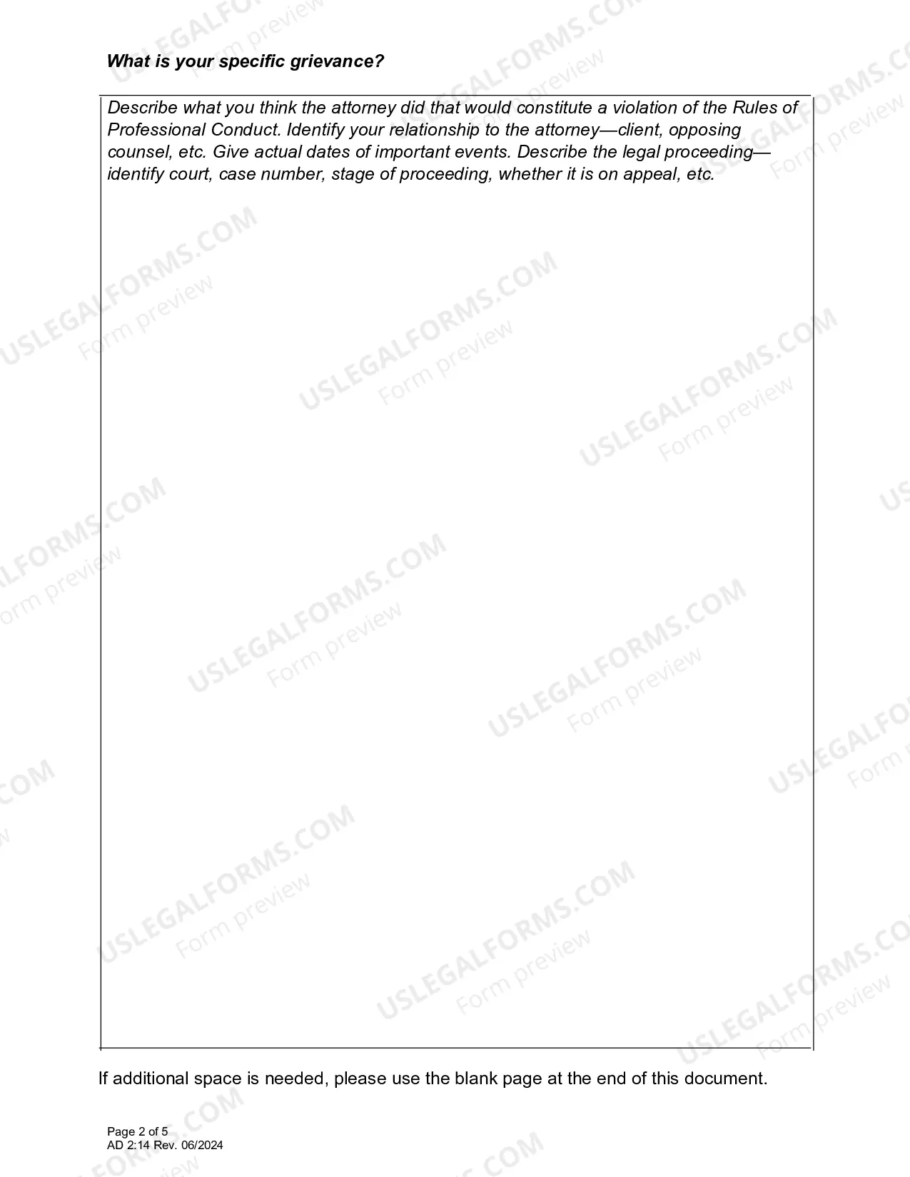 Preview Grievance Form - Counsel for Discipline