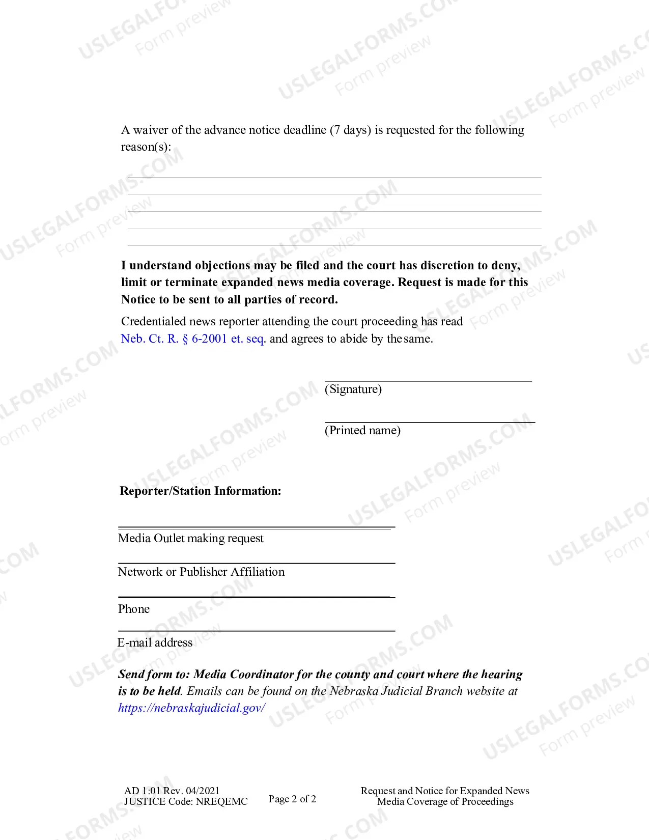 Preview Notice of Request for Expanded Media Coverage of Proceedings