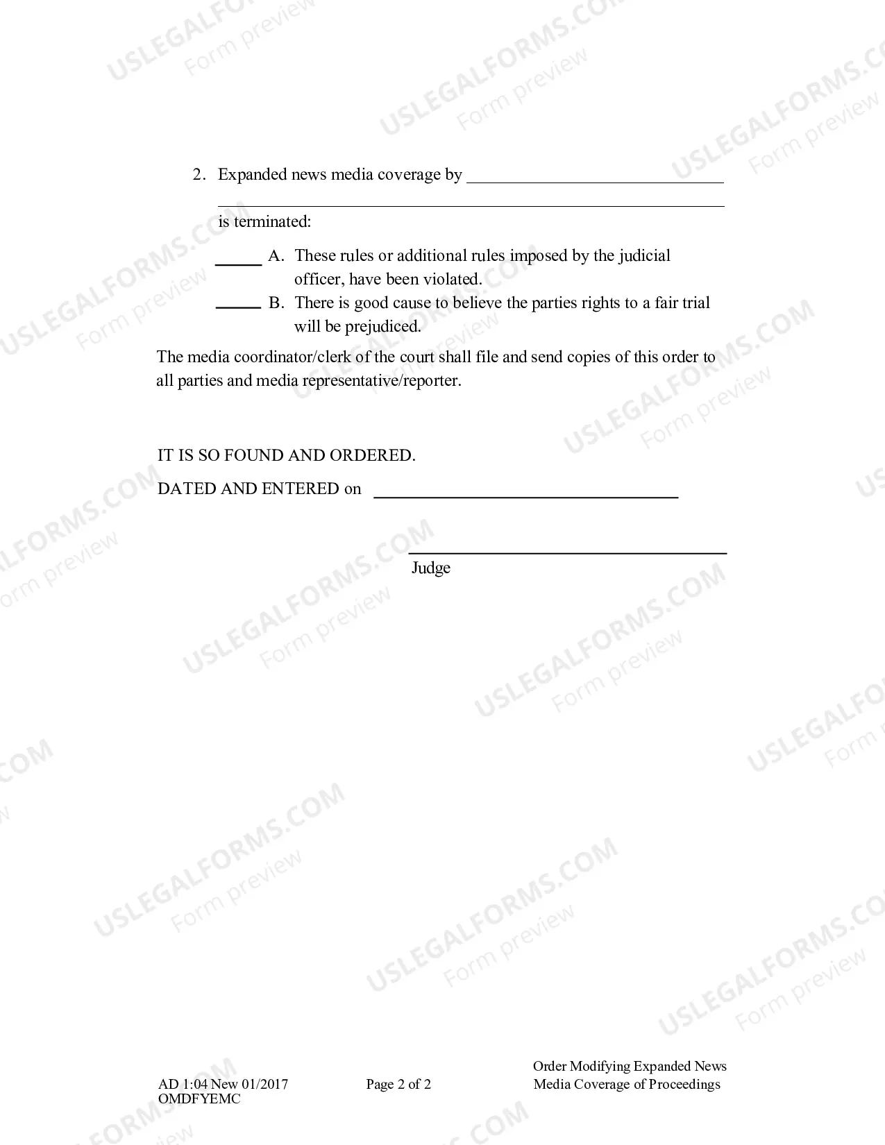 Preview Order Modifying Expanded News Media Coverage of Proceedings (fillable)