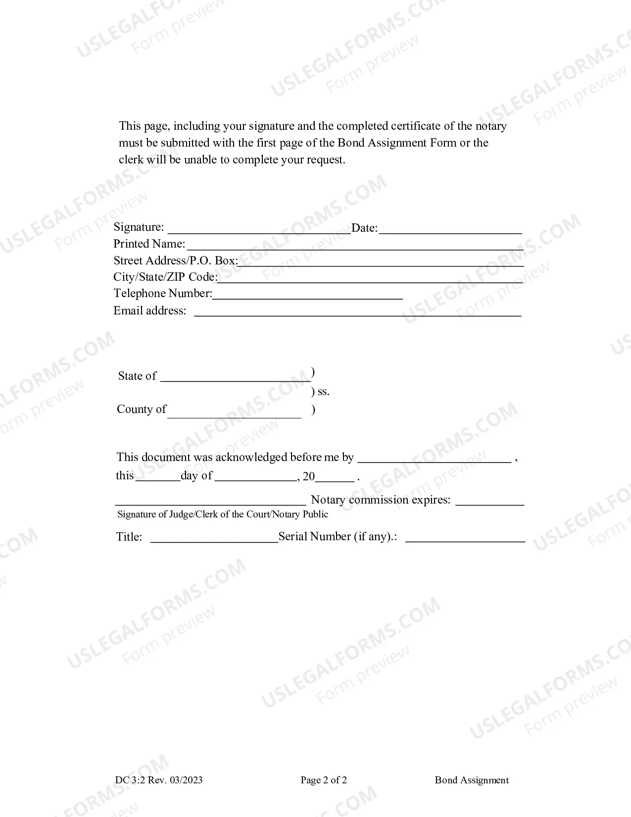 Preview Bond Assignment