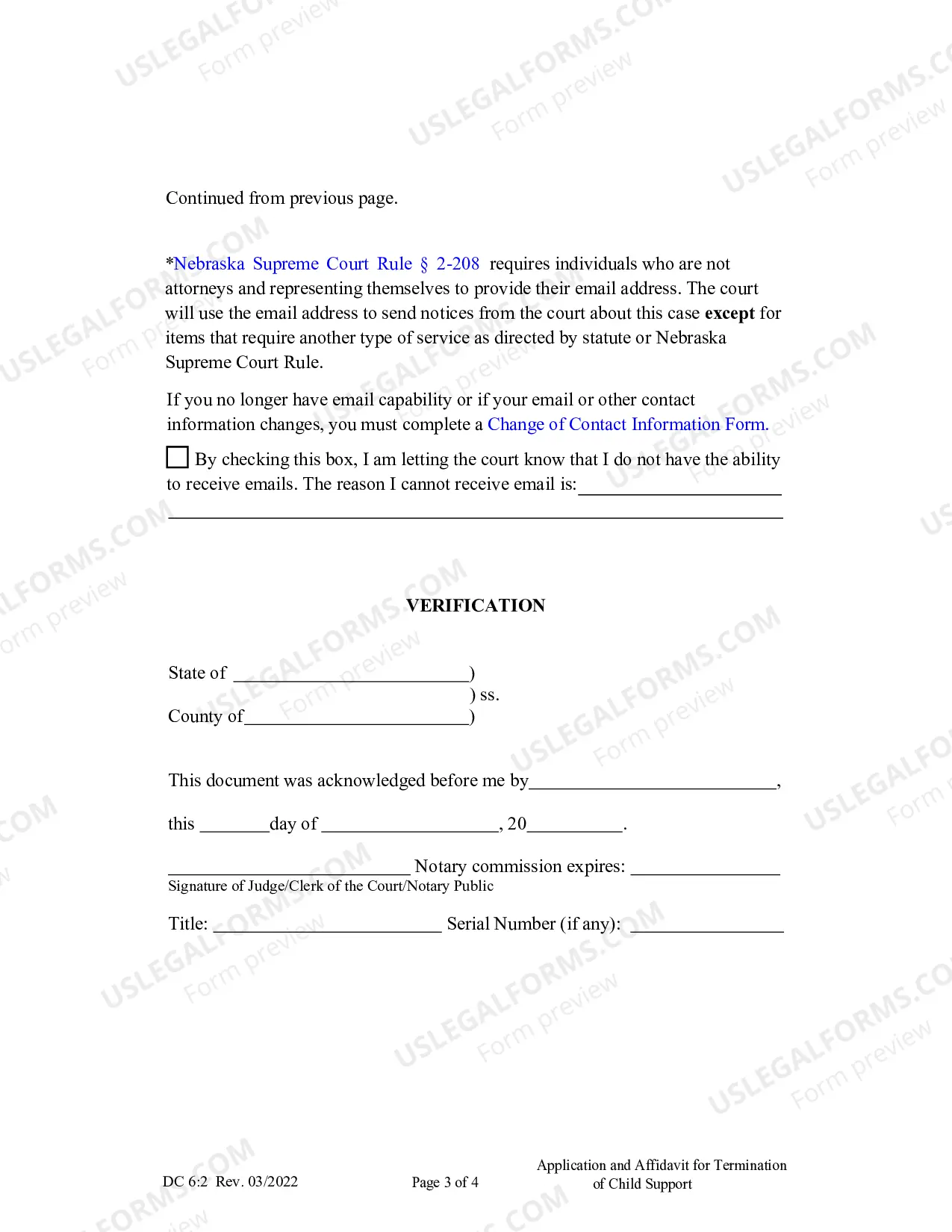 Preview Application And Affidavit For Termination of Child Support
