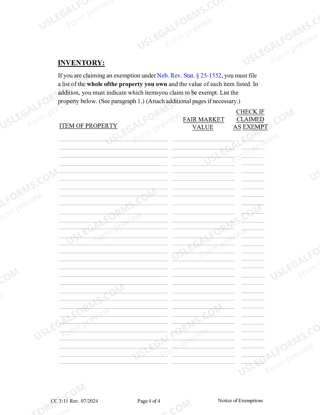 Preview Execution -- Notice of Exemptions (updated February 2015)