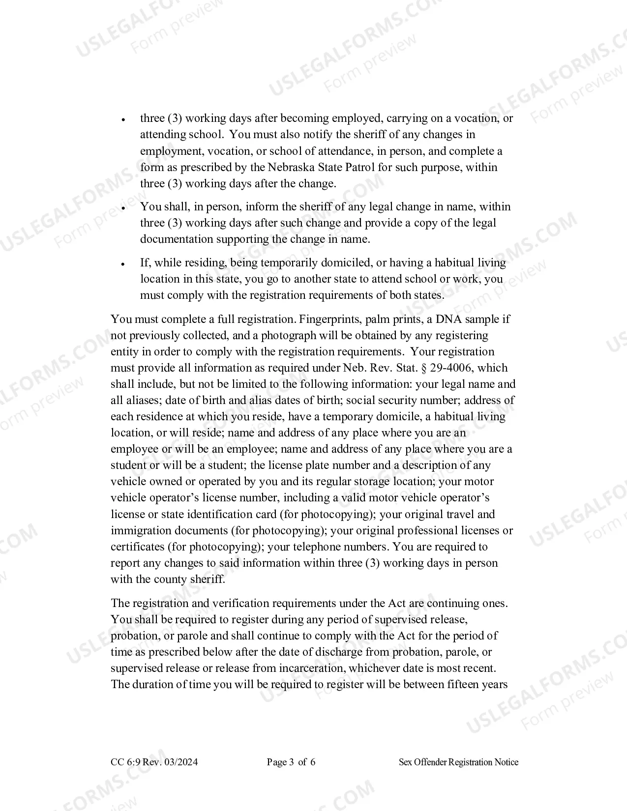 Preview Sex Offender Registration Notice