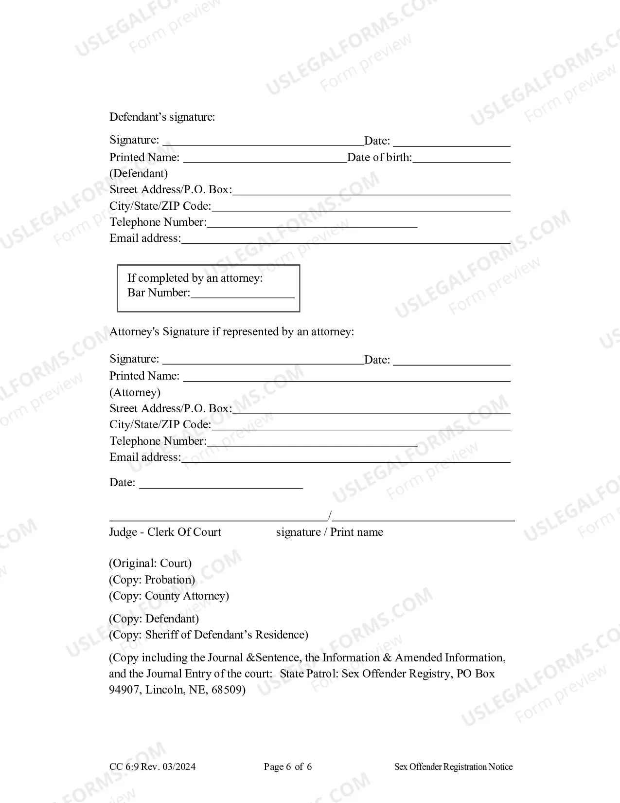 Preview Sex Offender Registration Notice