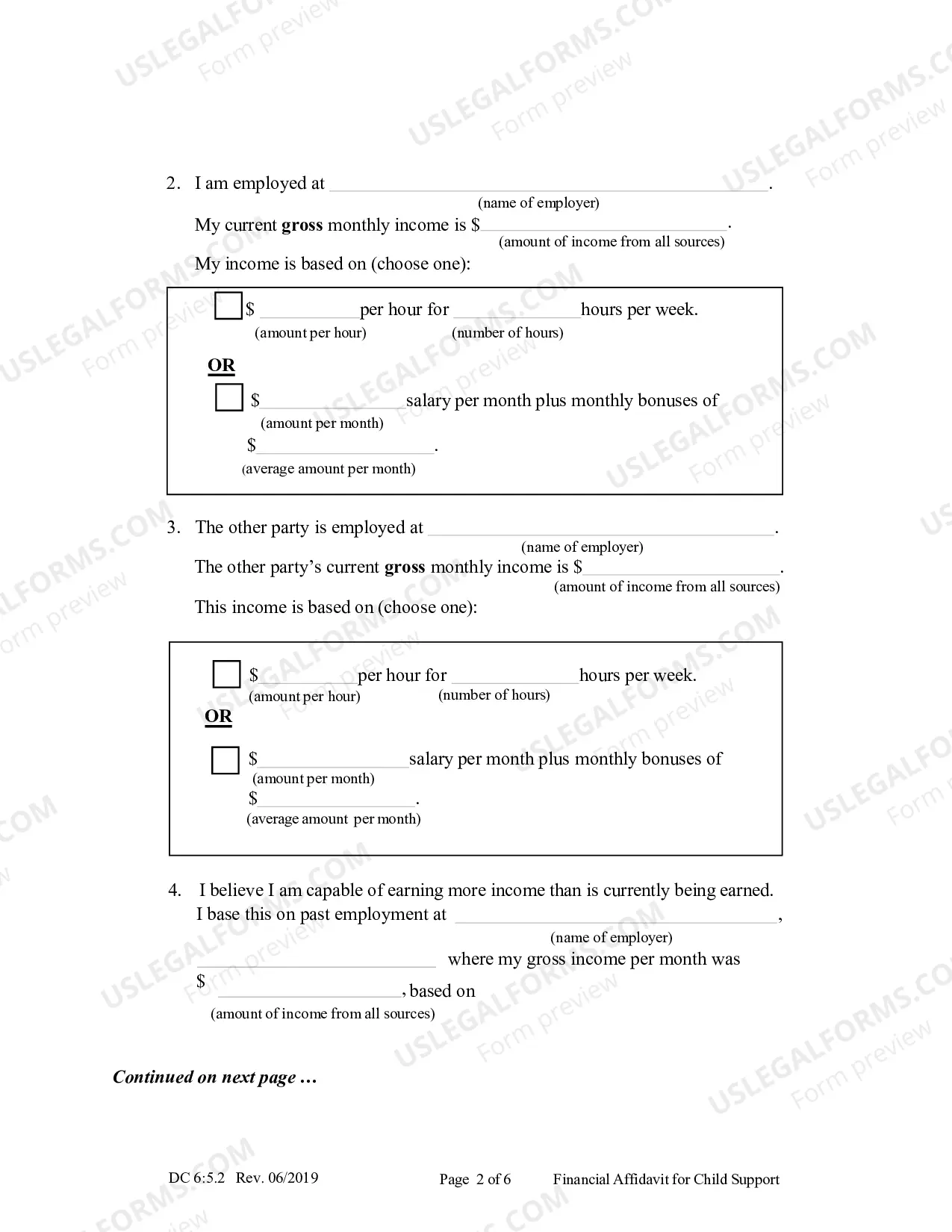 Preview Financial Affidavit For Child Support