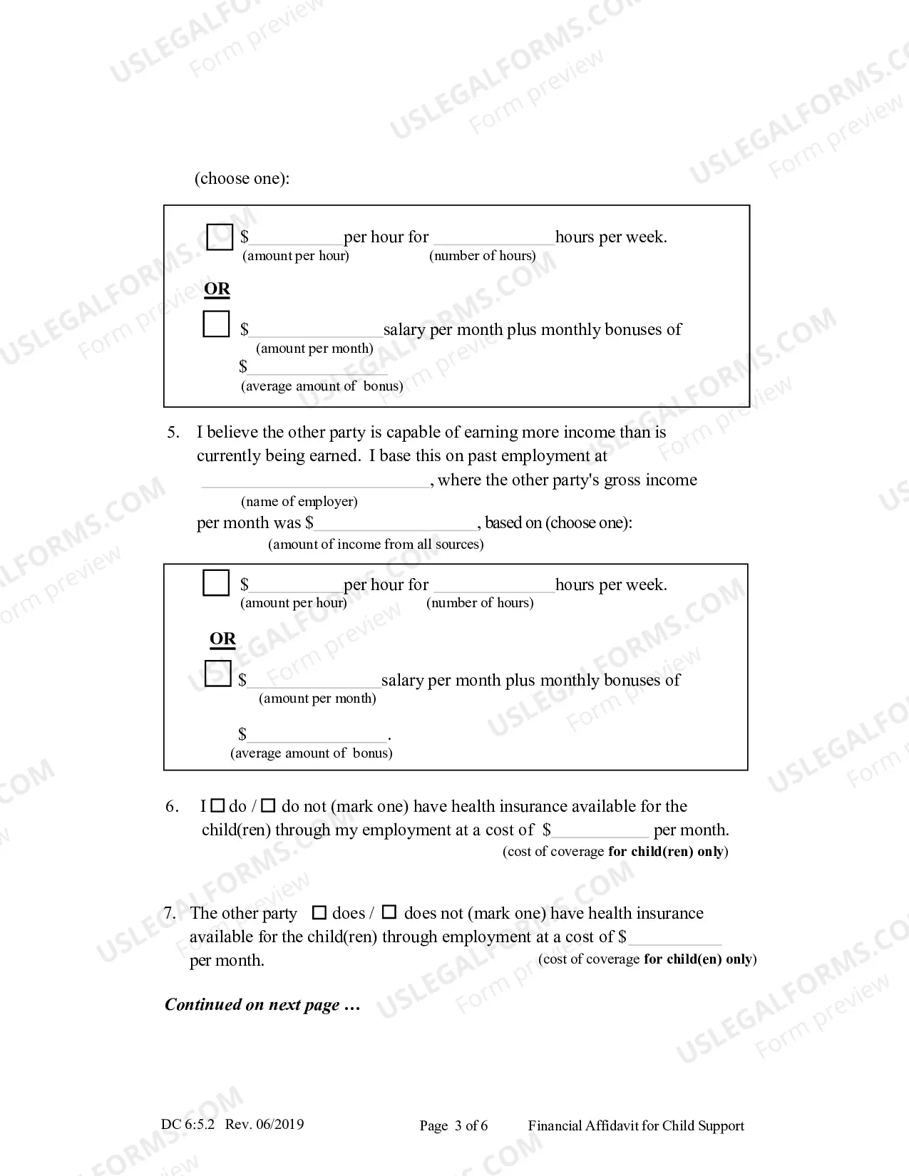Preview Financial Affidavit For Child Support